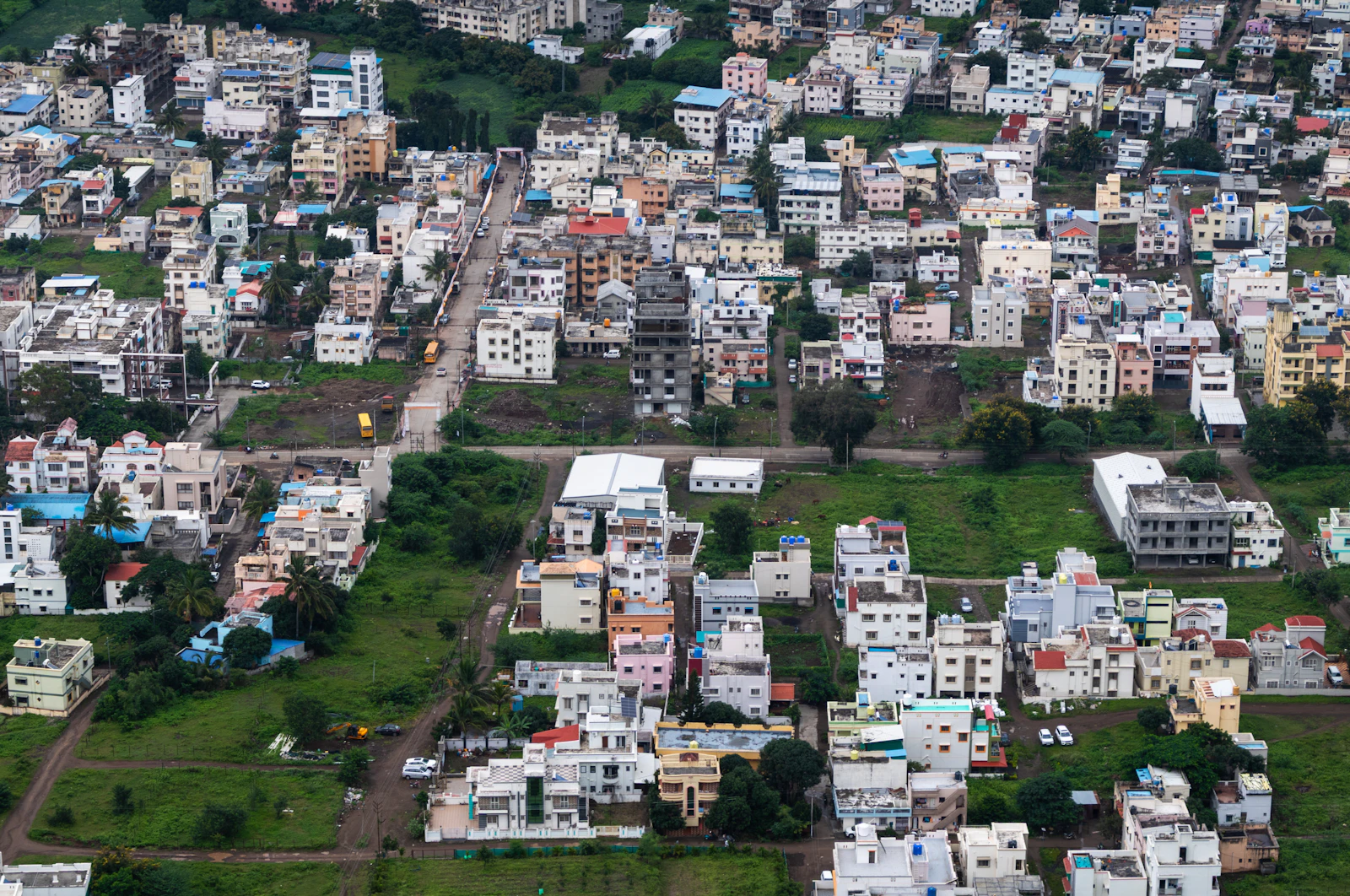 Aerial view of a densely populated residential area