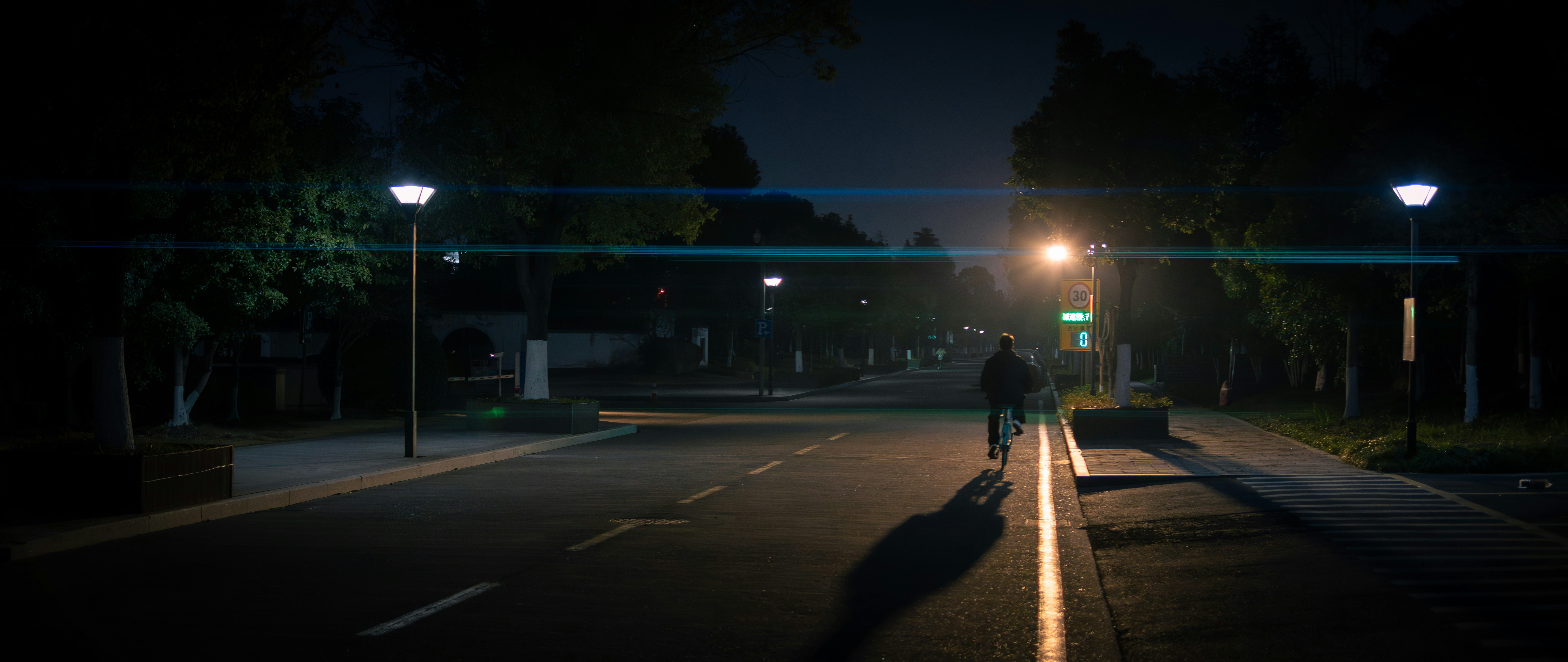 lonely street lamp at night