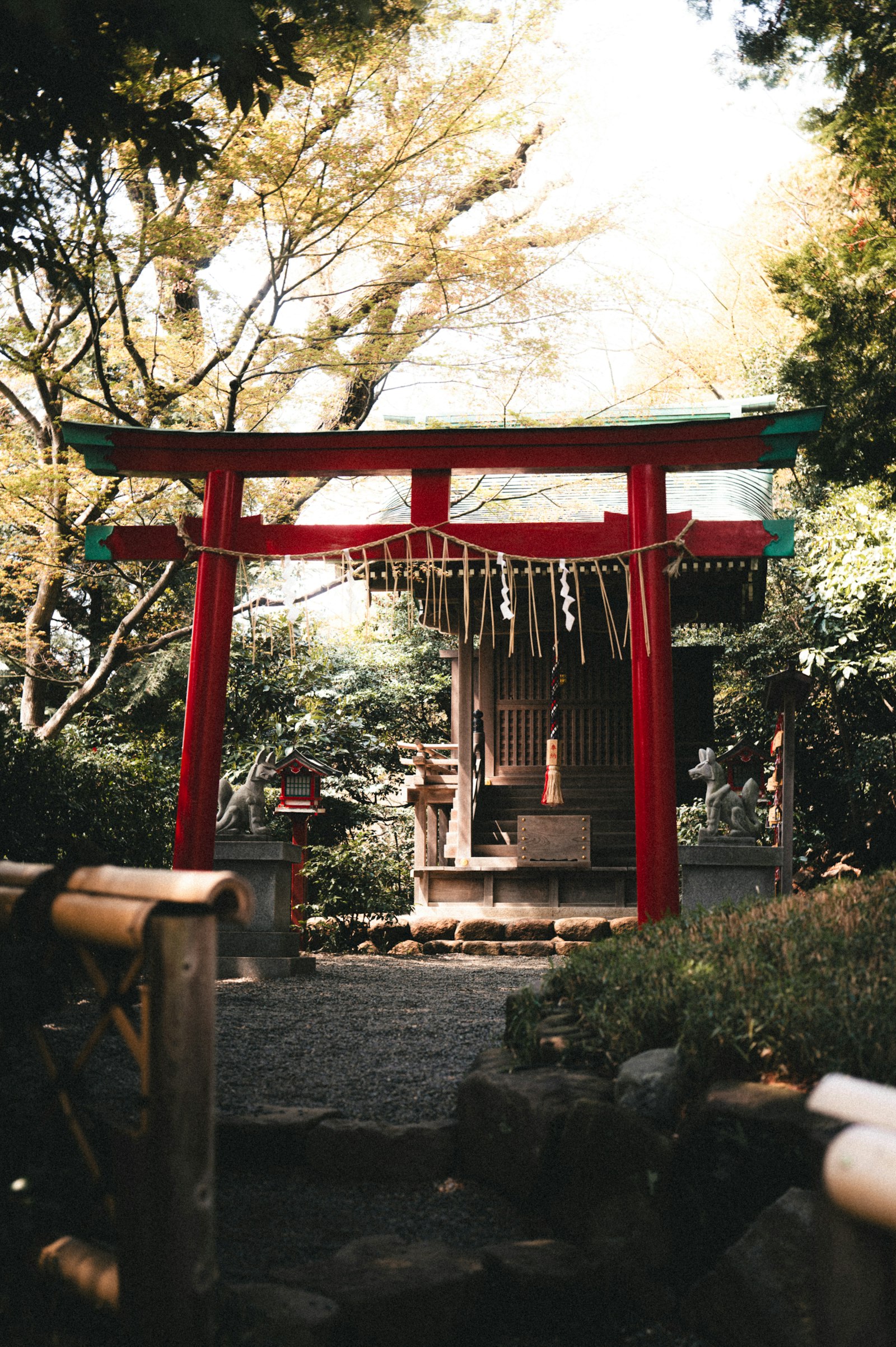 Red torii gate at shrine entrance