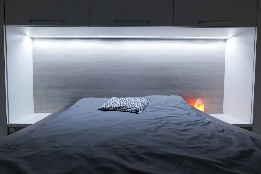 Bed frame led headboard shelf