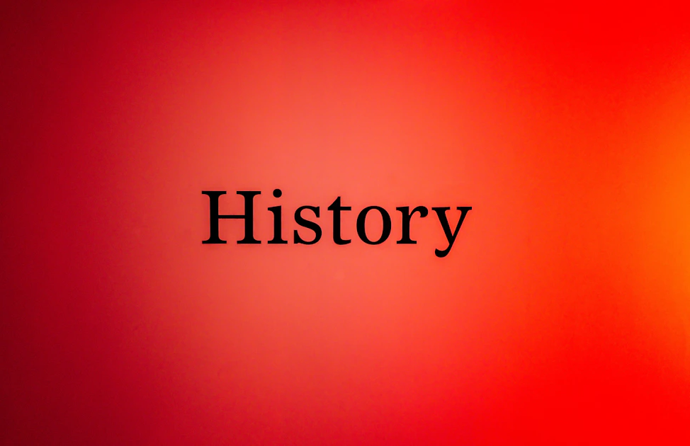 The word history on a red and orange gradient background.