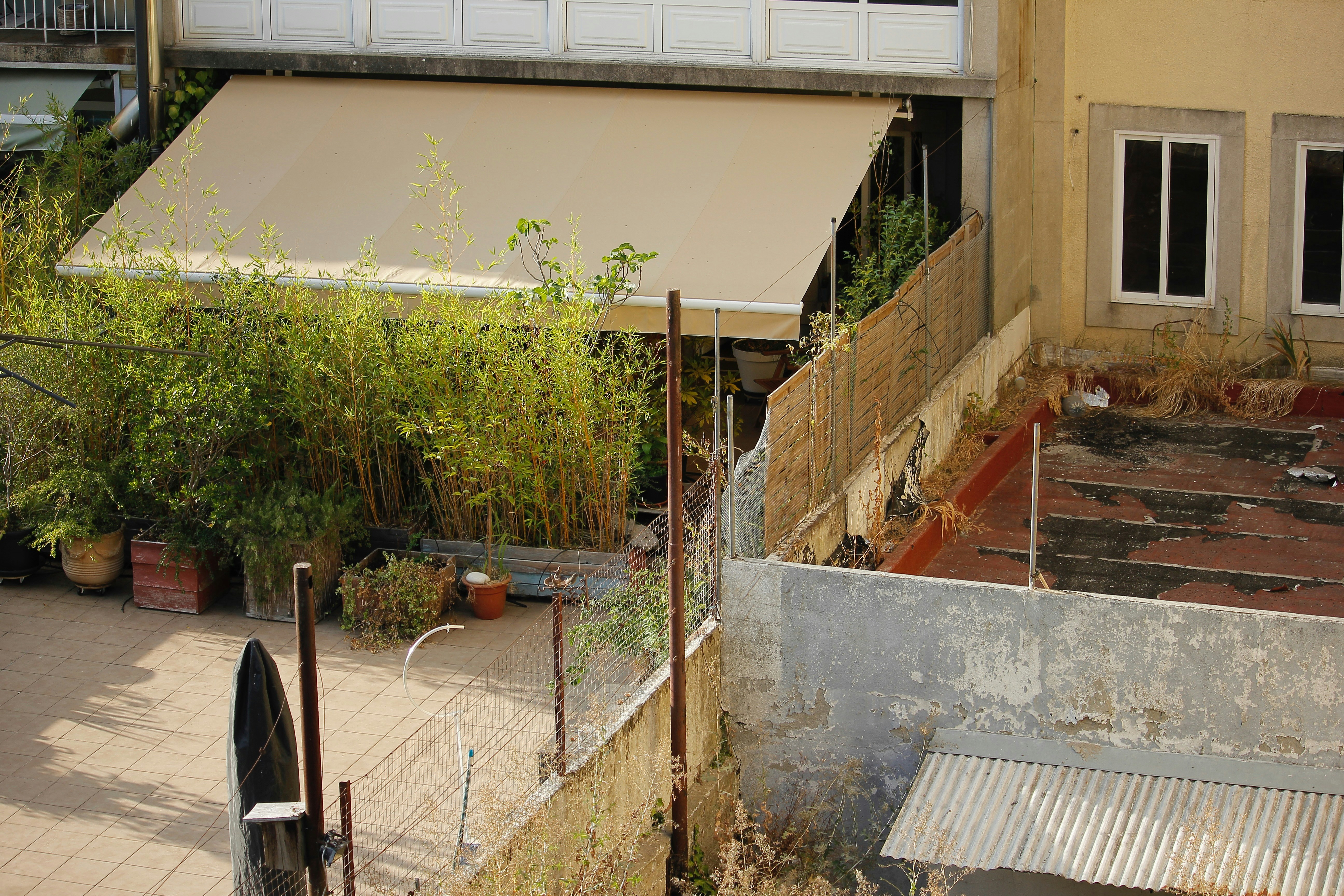 Modern terrace awning detail and high quality fabric structure