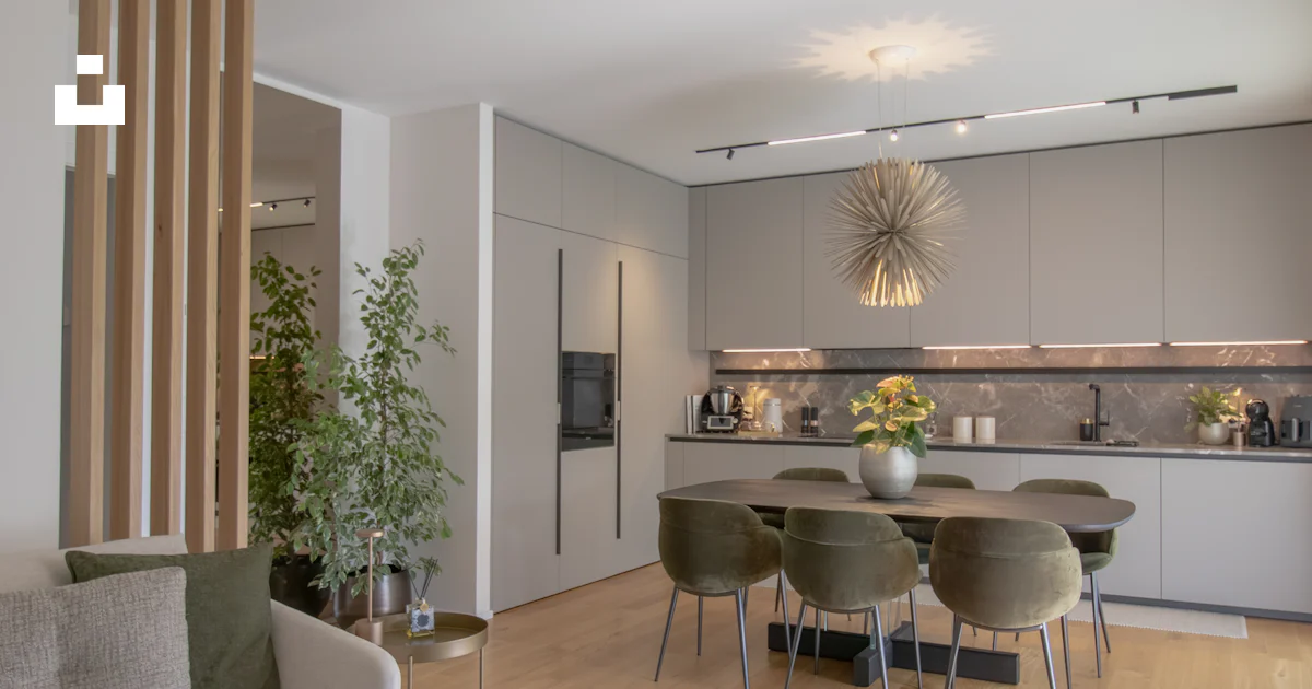 Modern living room and kitchen with dining area. photo – Free Interior ...