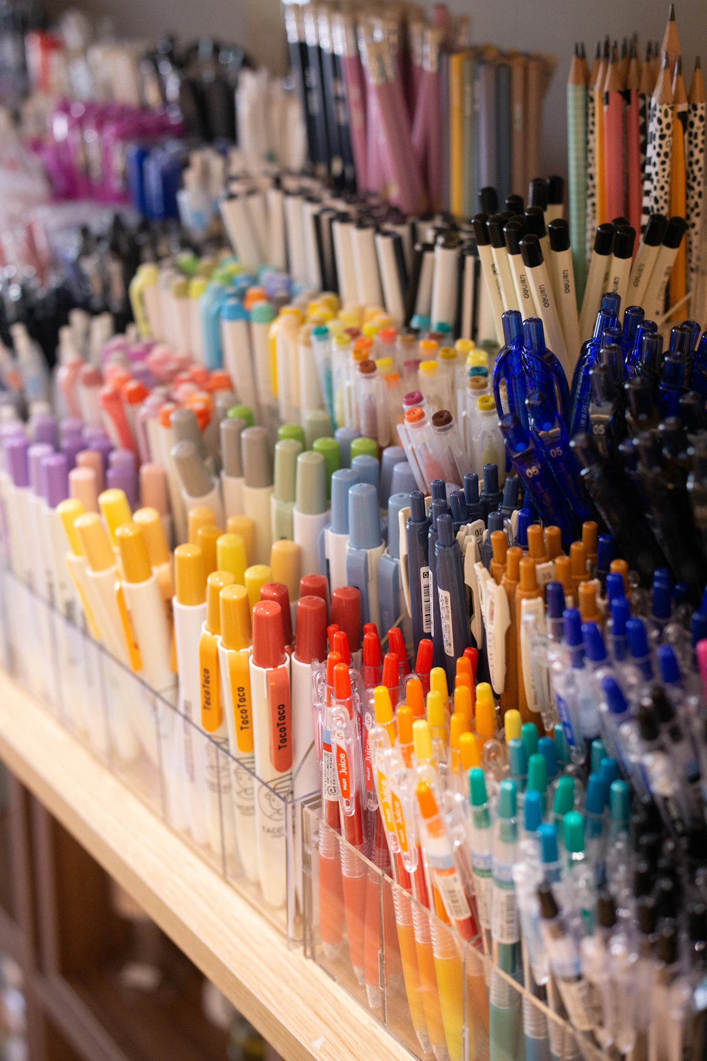Illustrative display of pens and writing supplies
