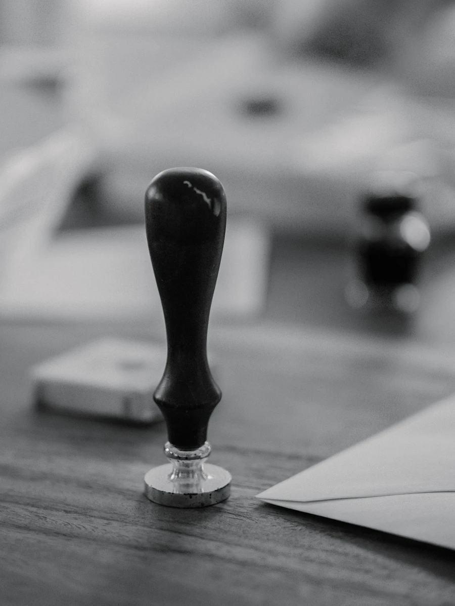 Notary stamping a document