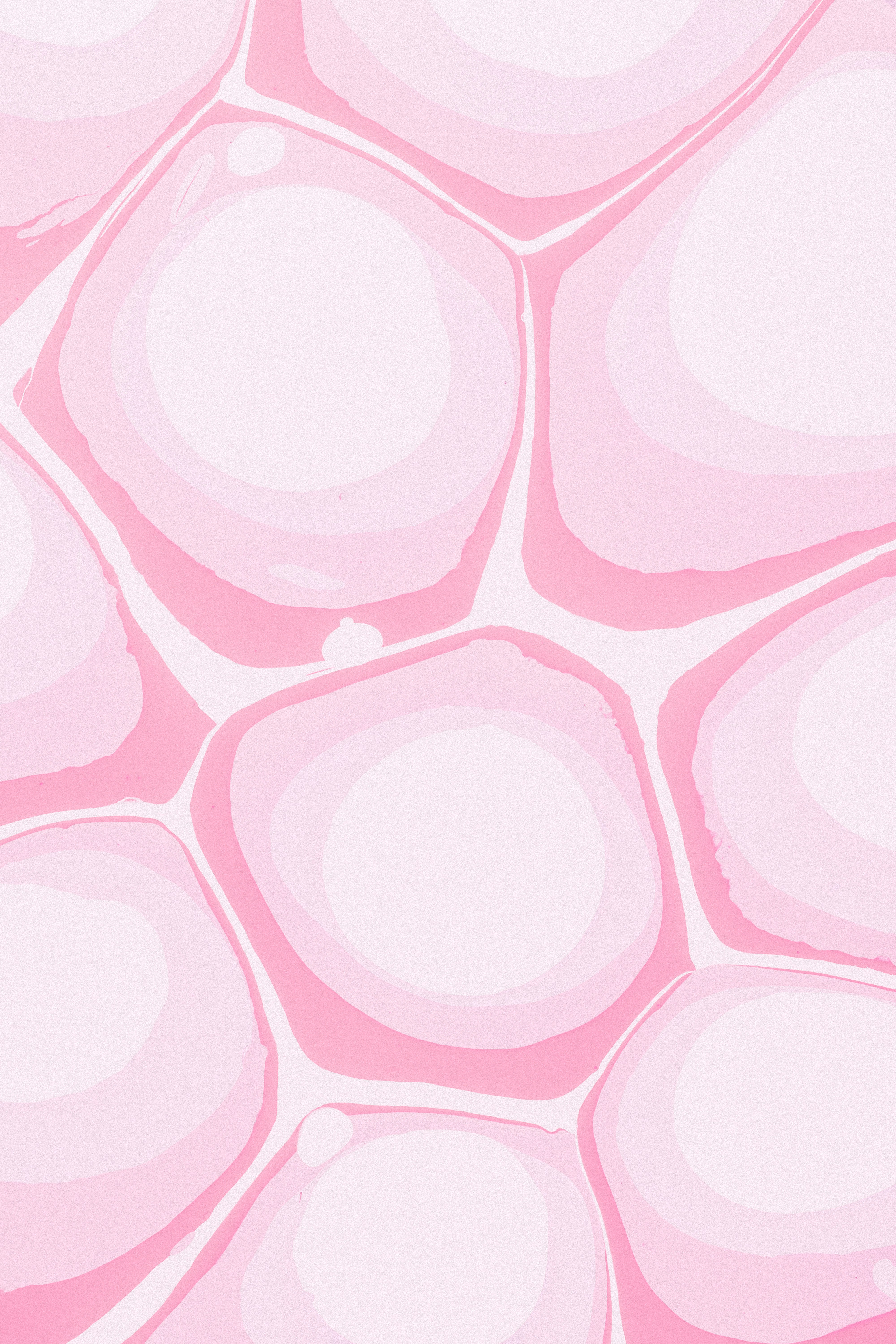 Abstract pink cell-like shapes with light centers.