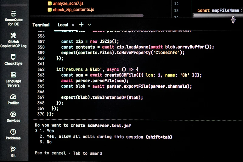 Computer screen with code