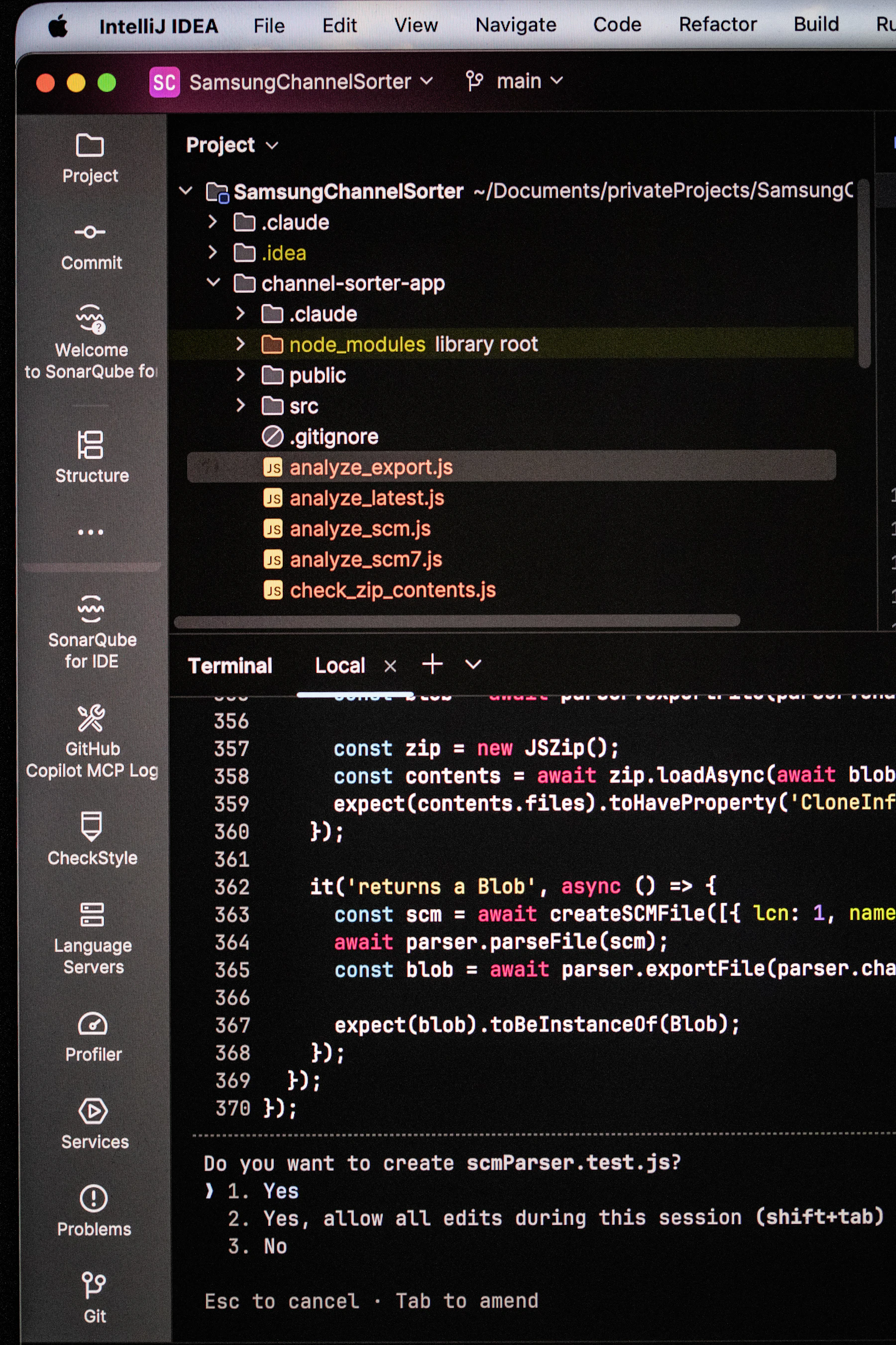 Lines of code and terminal output on a dark screen