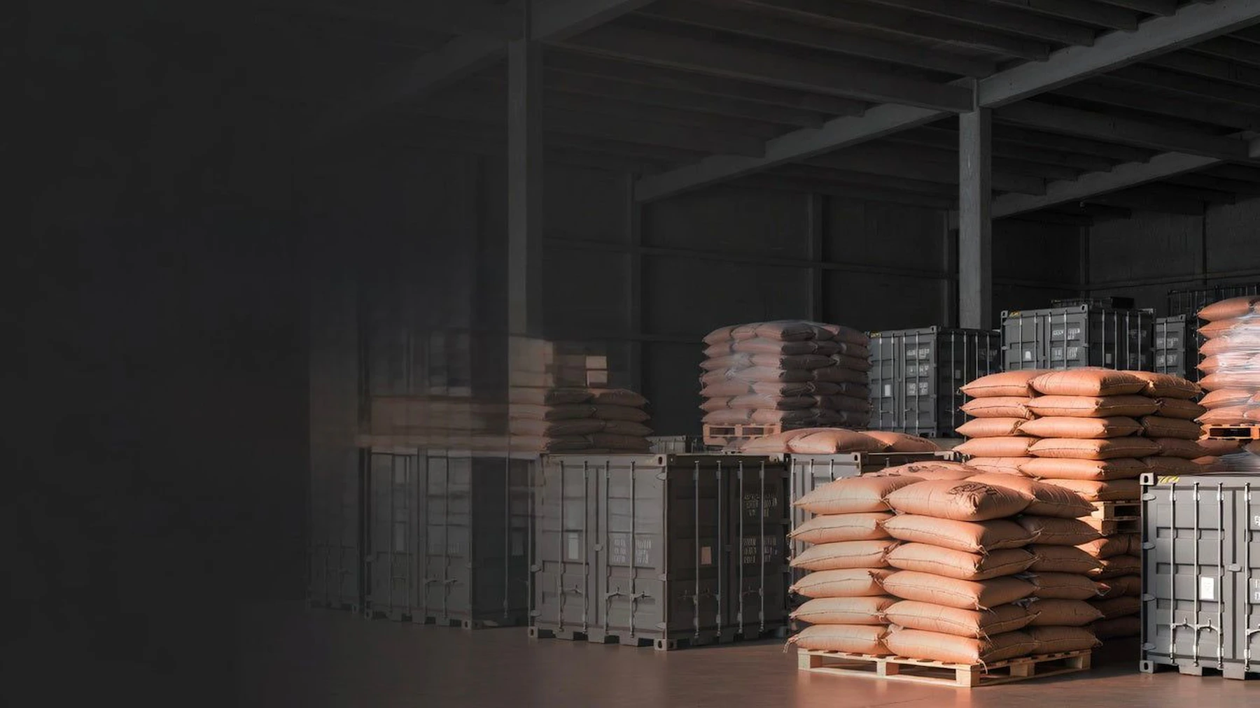 Stored commodities and cargo containers representing inventory verification and collateral due diligence
