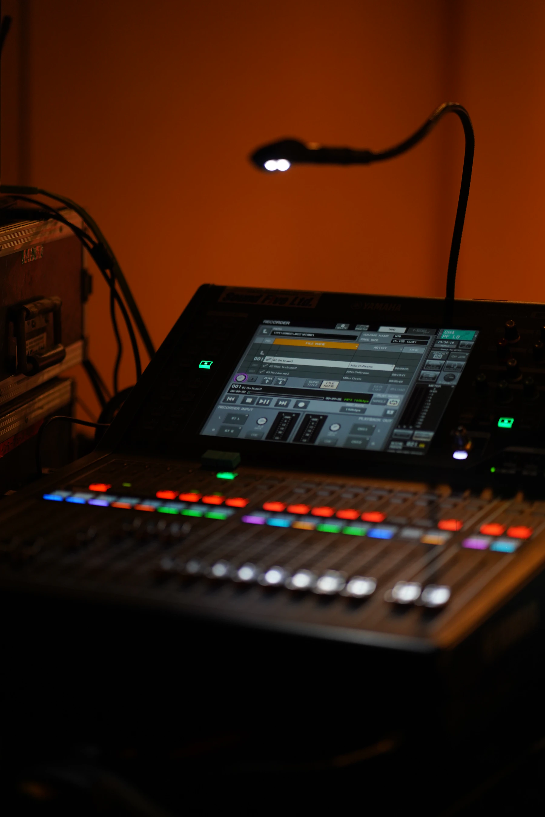 Studio audio console ready for a recording or mixing session
