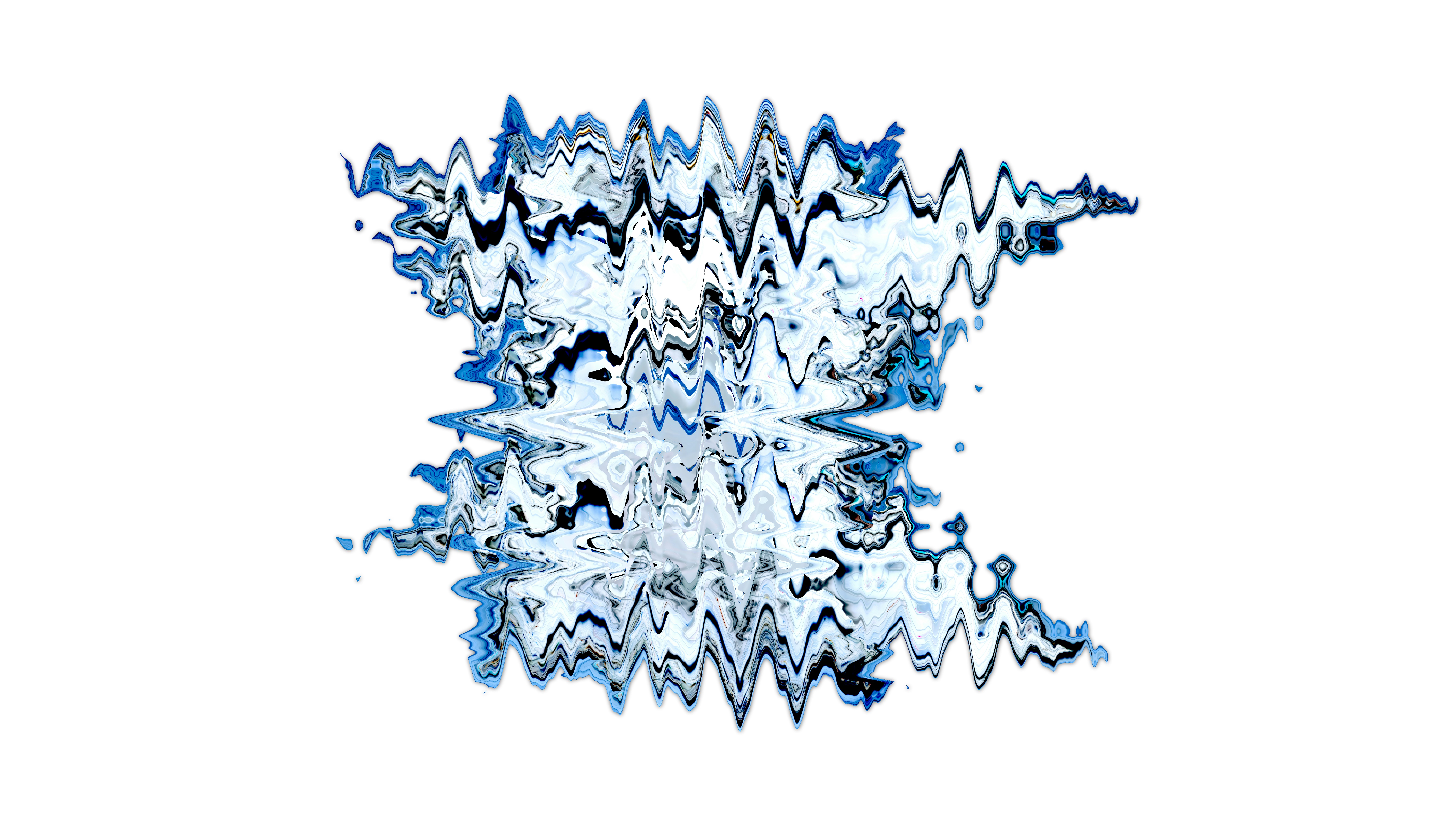 Abstract blue and white wavy pattern on white background
