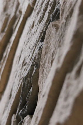 Close-up of textured rock face with deep crevices
