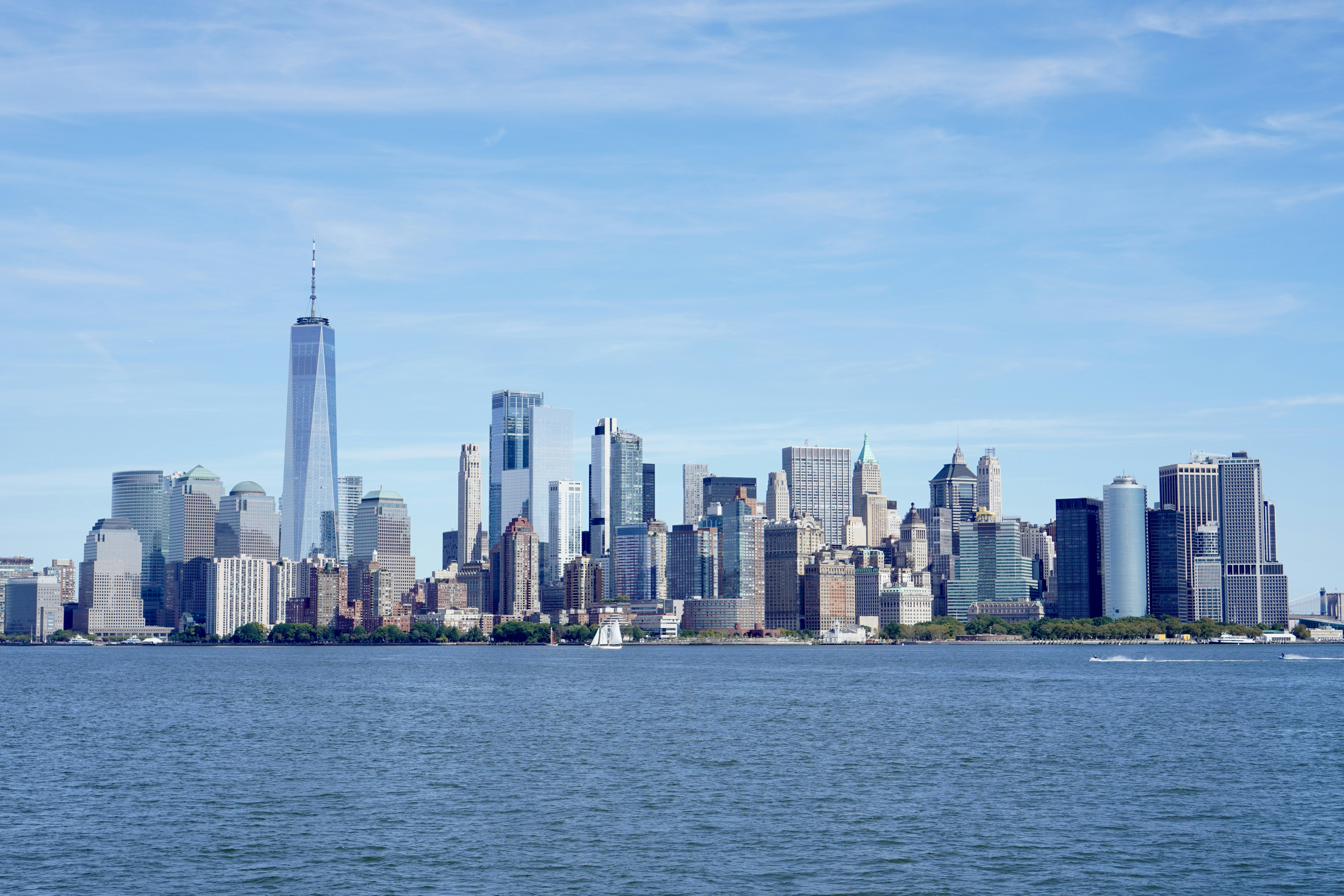 New york city skyline across the water