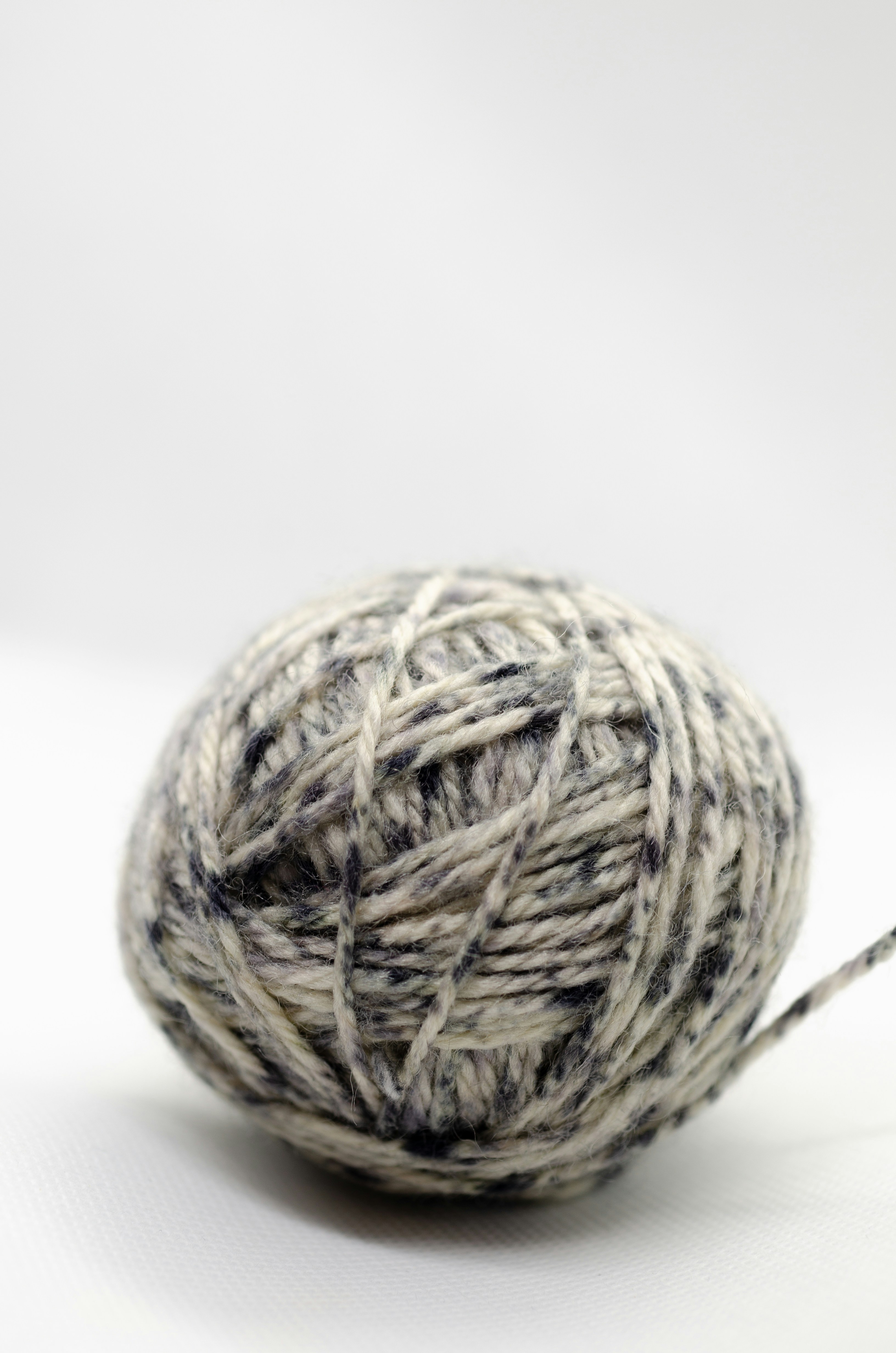 A ball of grey and white yarn