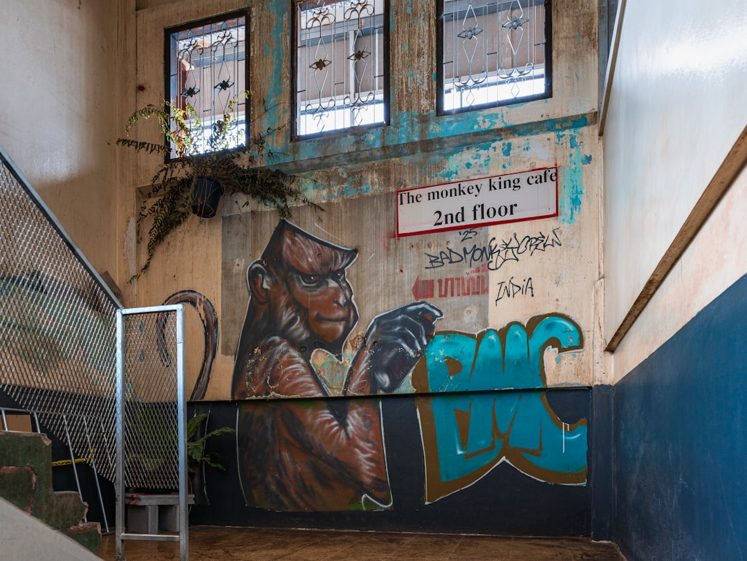 Graffiti art of a monkey on a wall
