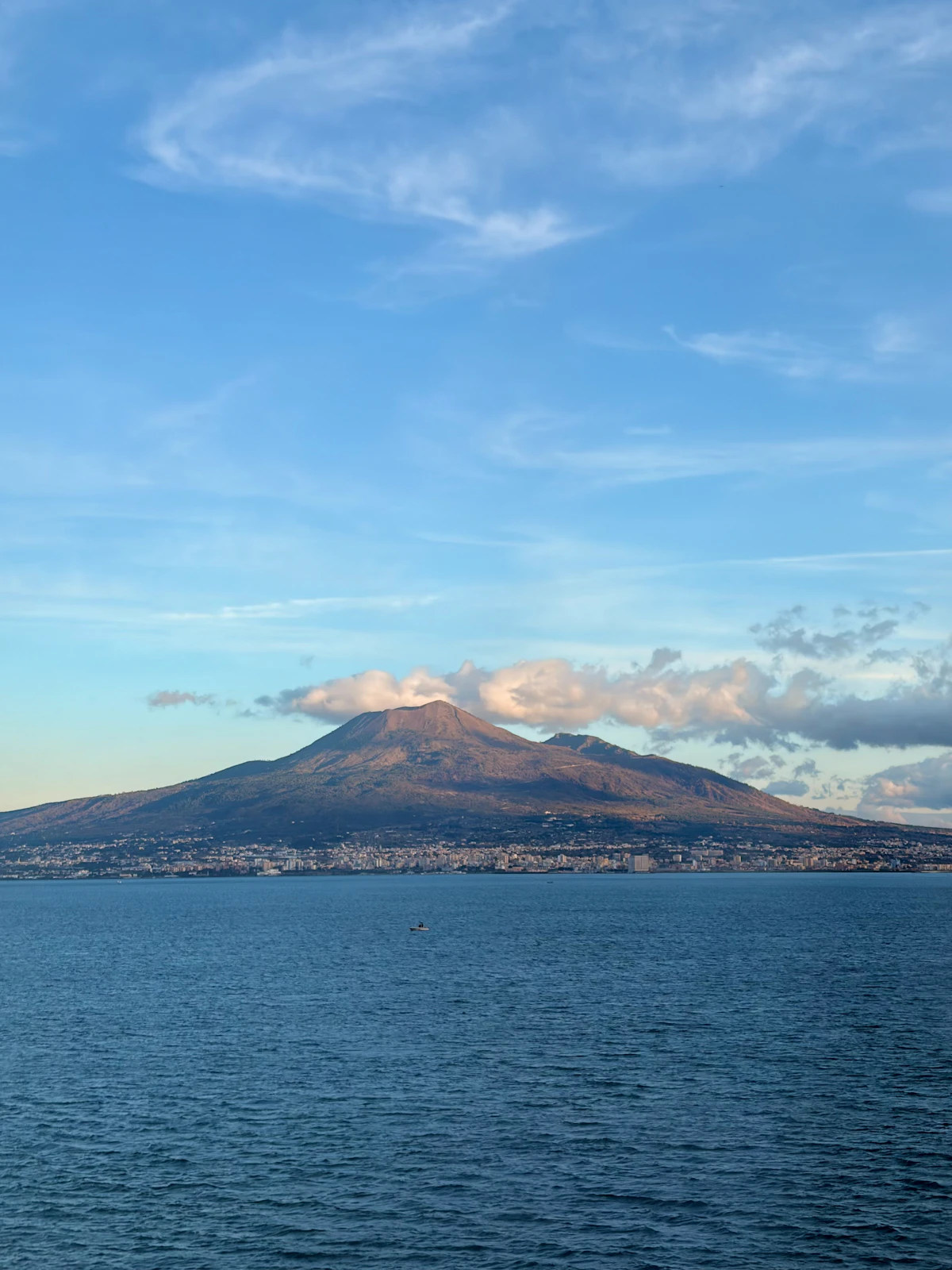 Mount Vesuvius above the bay near Naples Airport