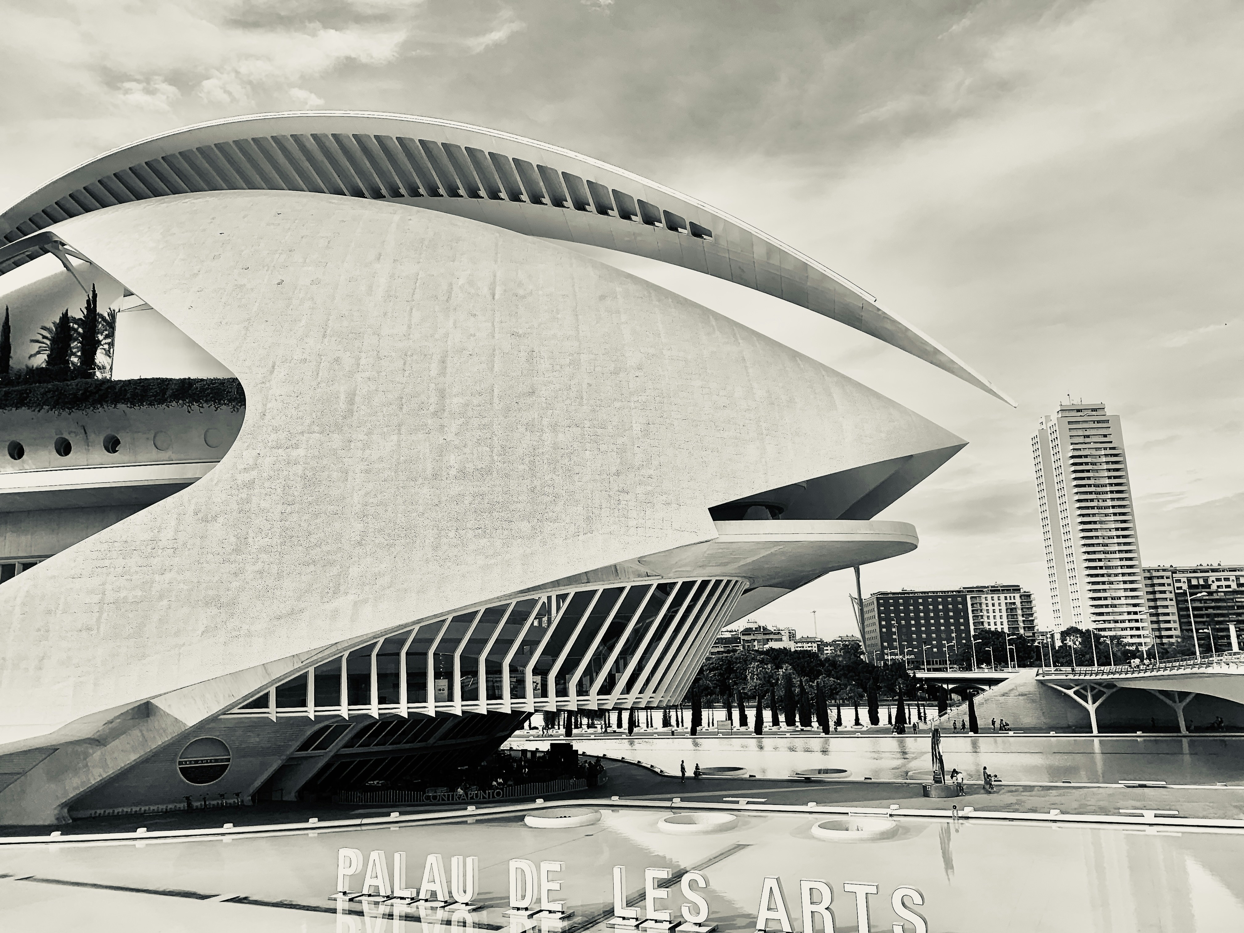 Edificio de arquitectura moderna con tejado curvo
