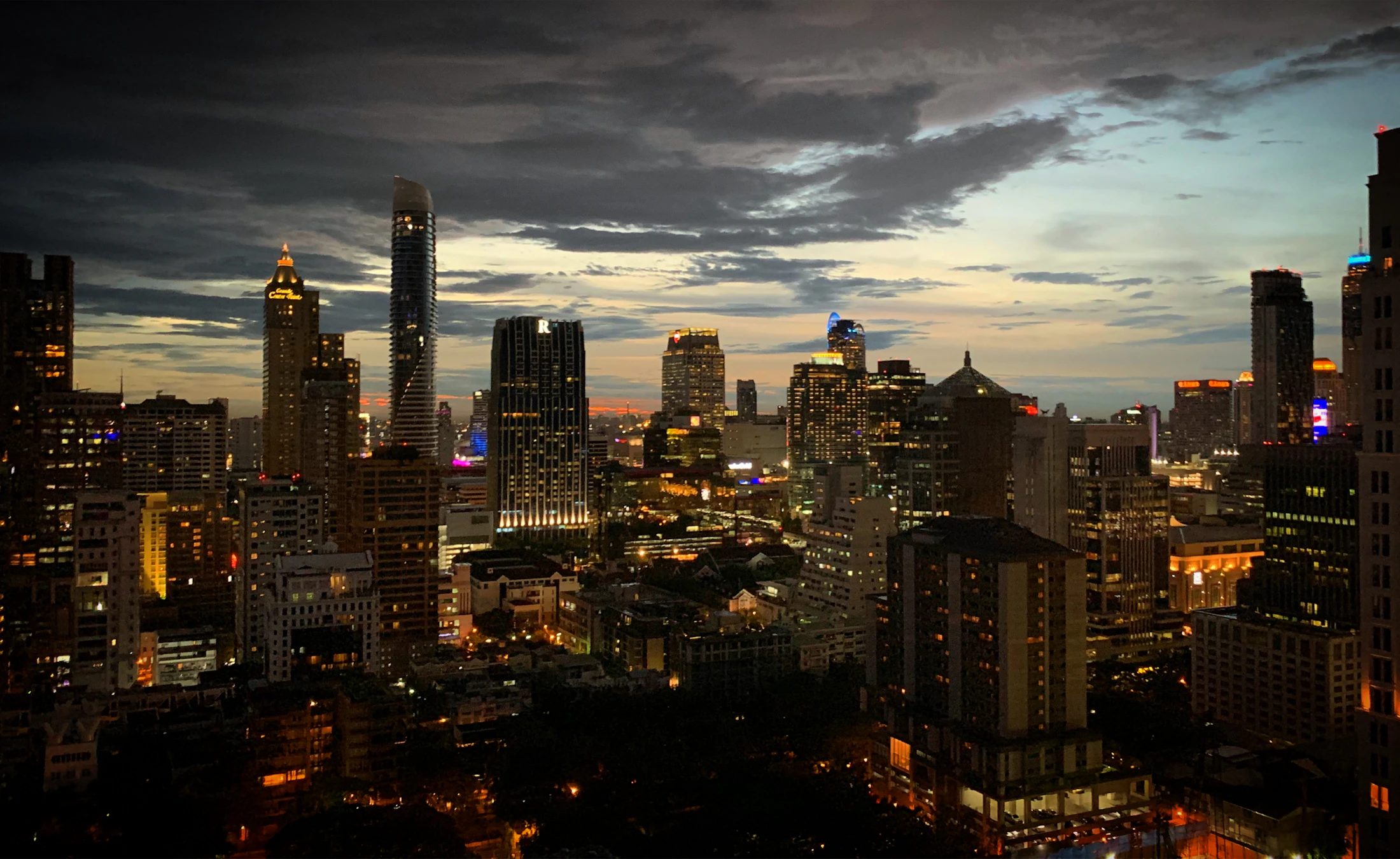 Metropolitan skyline at dusk