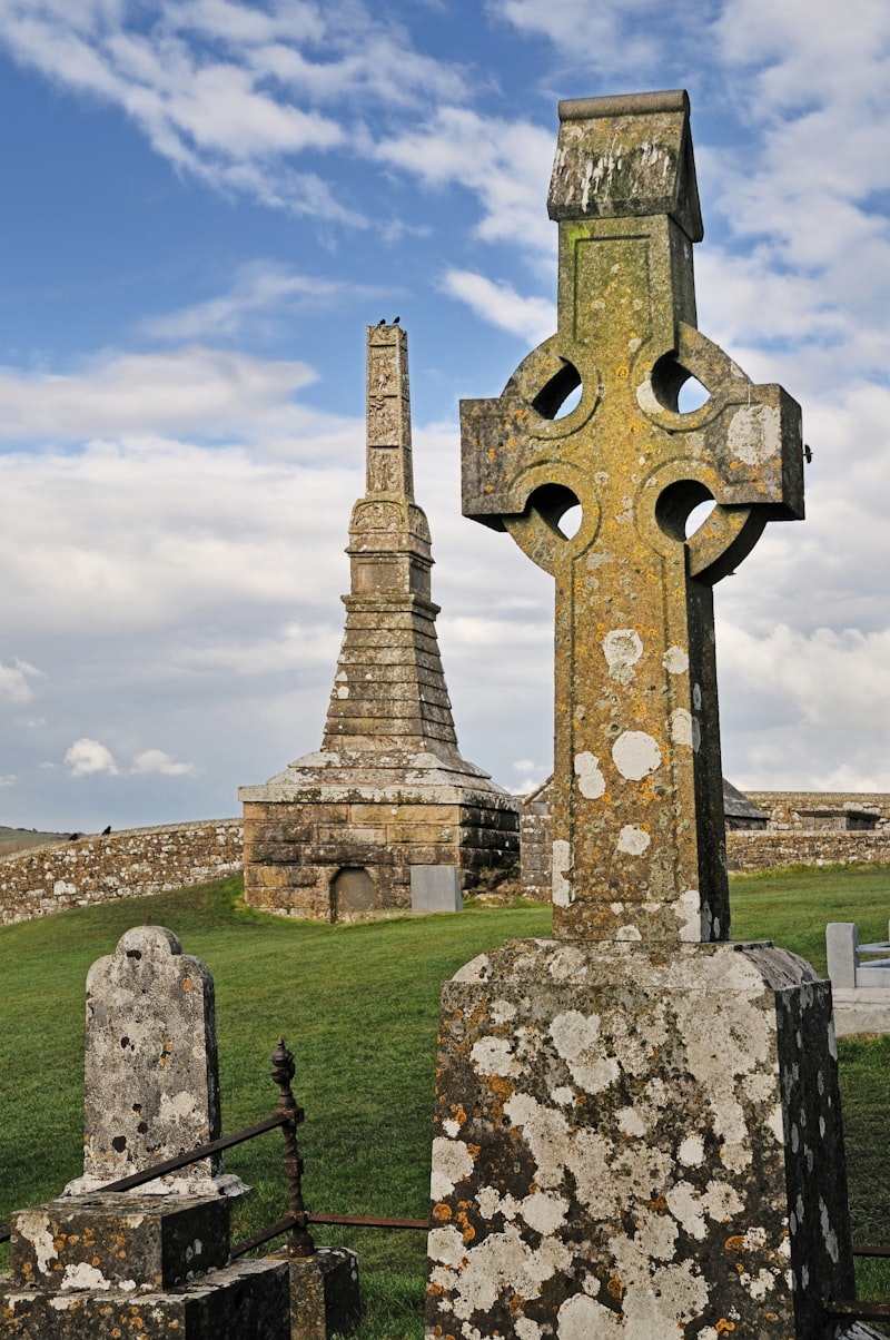 Celtic cross in Irish graveyard