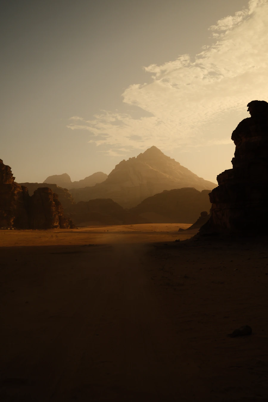 Cinematic desert and mountain landscape
