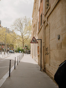 Pedestrian crossing sign on a city street