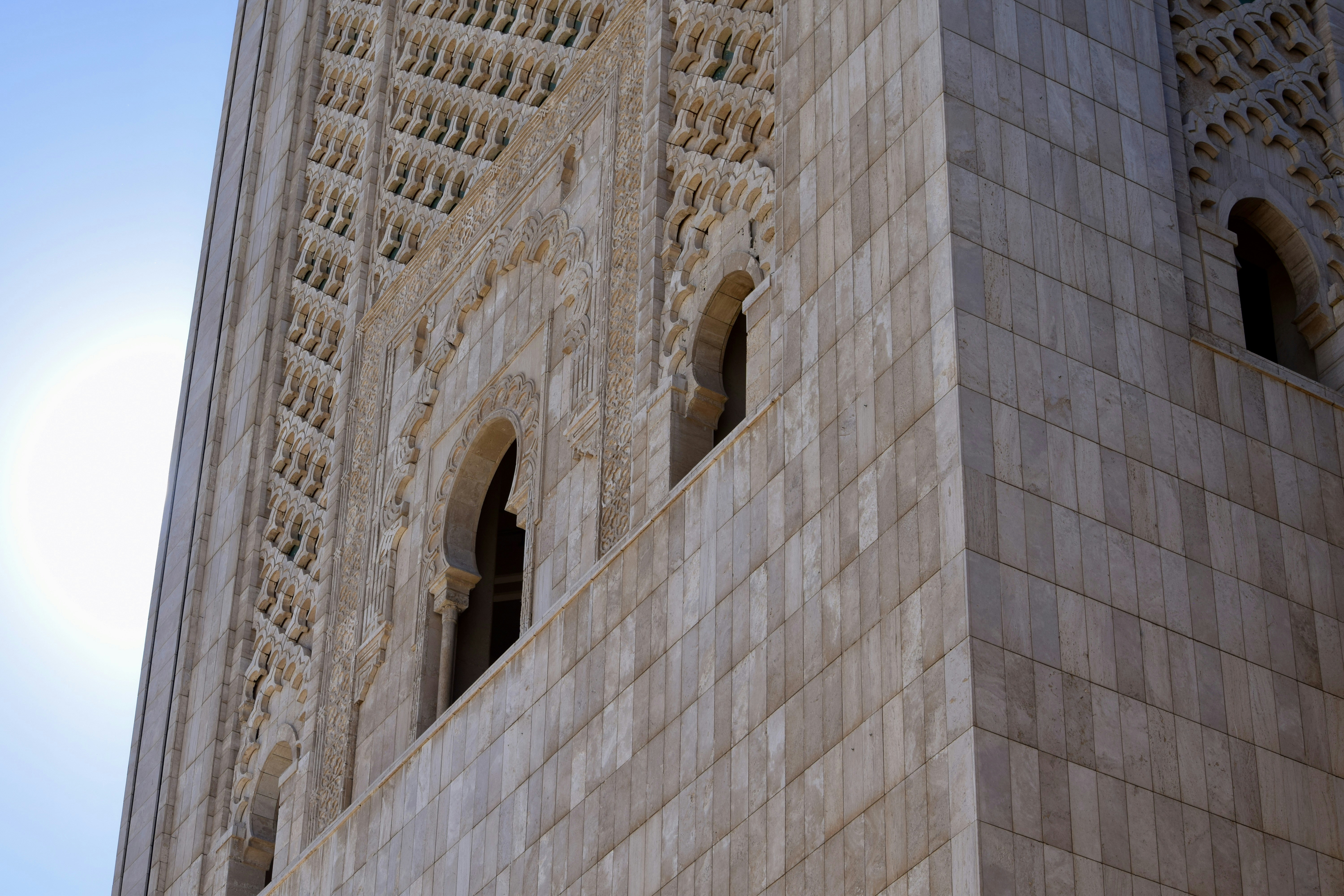 Close-up of a stone tower with intricate carvings