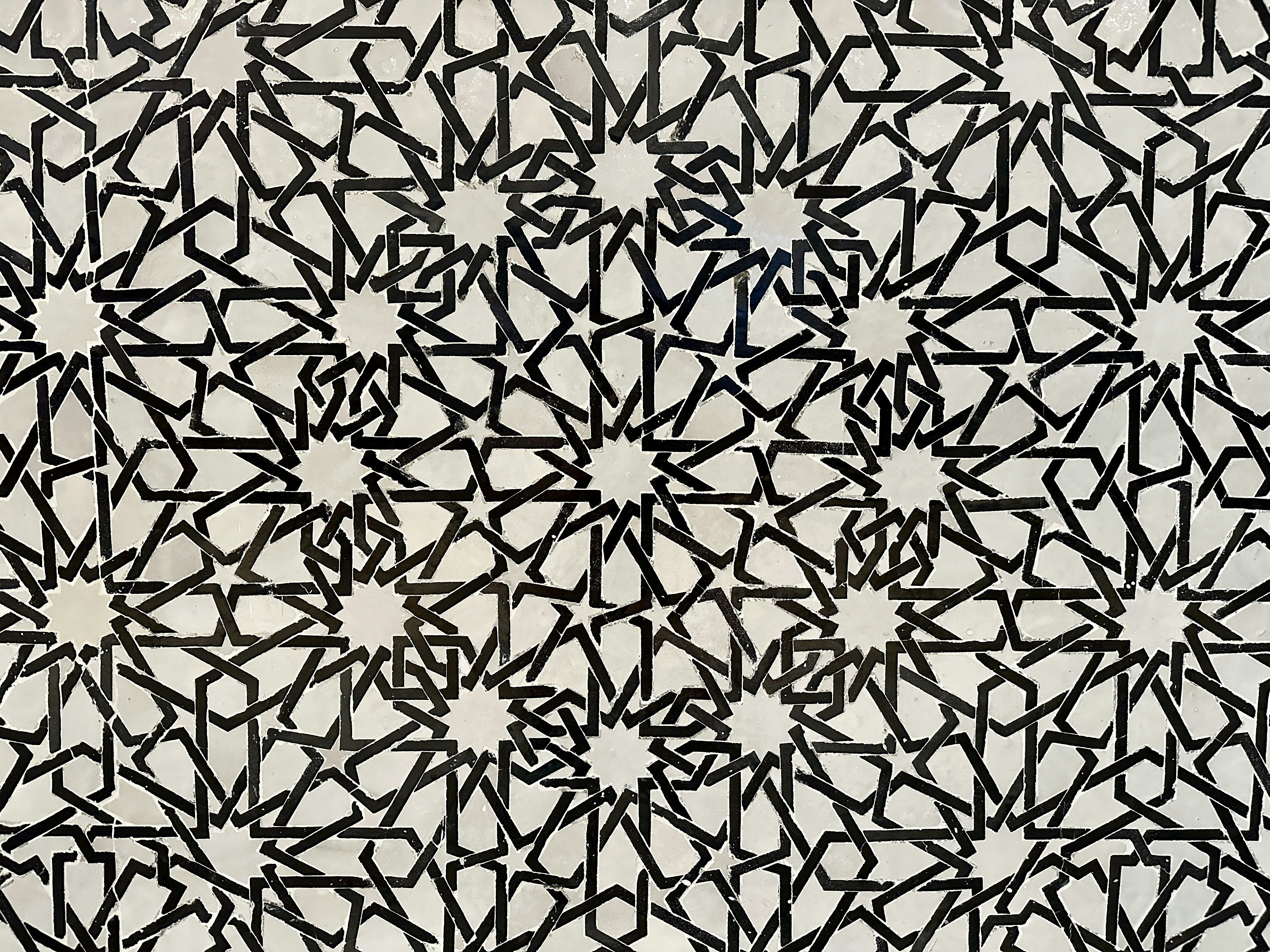 Intricate geometric pattern with black lines on white