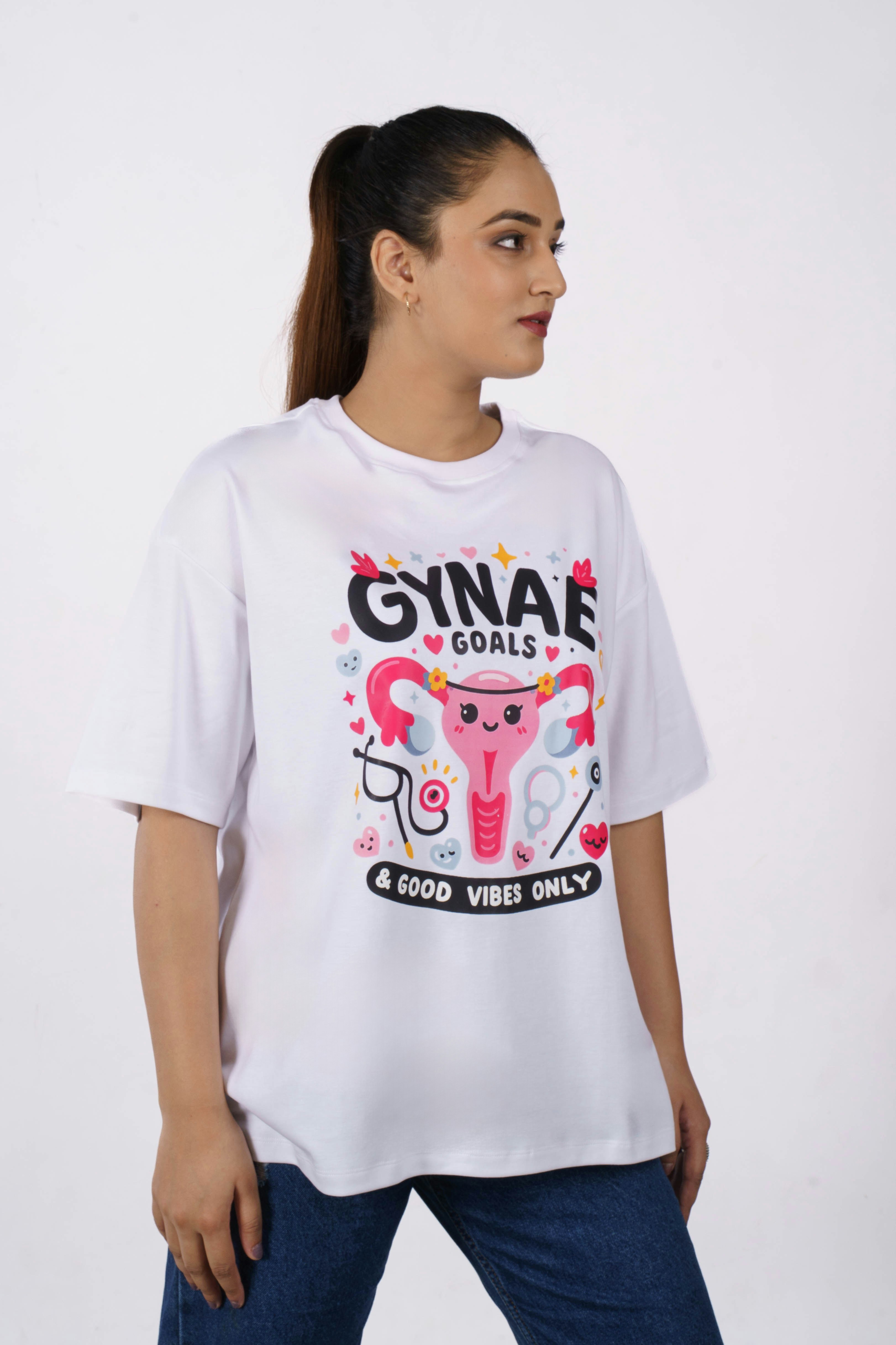 Positive vibes meet professional pride in this oversized Tshirt For Women designed especially for gynecologists and women’s healthcare professionals. The statement “Gynae Goals & Good Vibes Only” reflects confidence, compassion, and a modern approach to care. This Tshirt For Women celebrates expertise with a touch of fun, making it ideal for doctors who balance skill with positivity. Made from premium cotton, this T-shirt For Women offers breathable comfort and a relaxed oversized fit. It works effortlessly for hospital shifts, OPD days, medical conferences, or off-duty weekends.