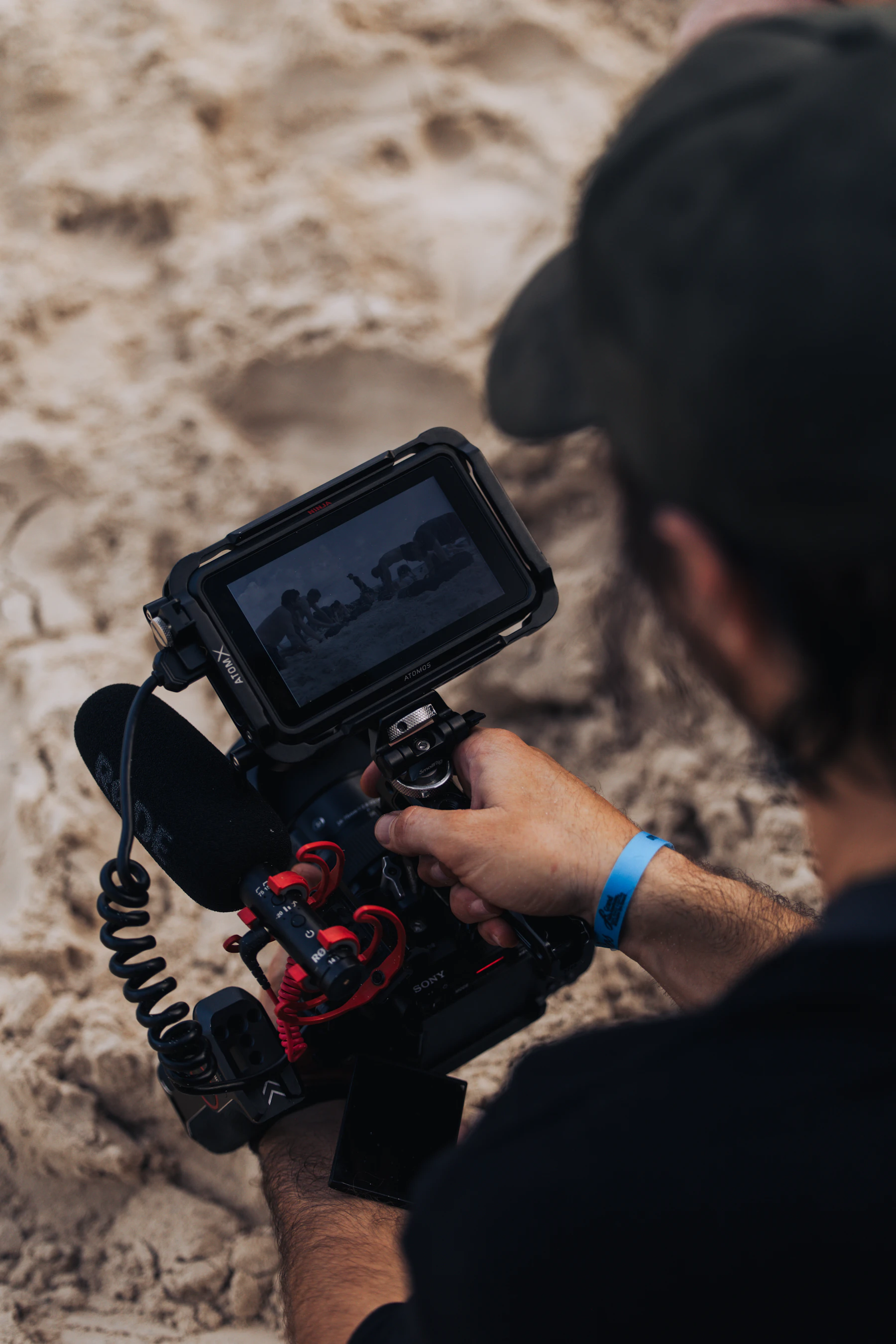 Video production camera being used on location