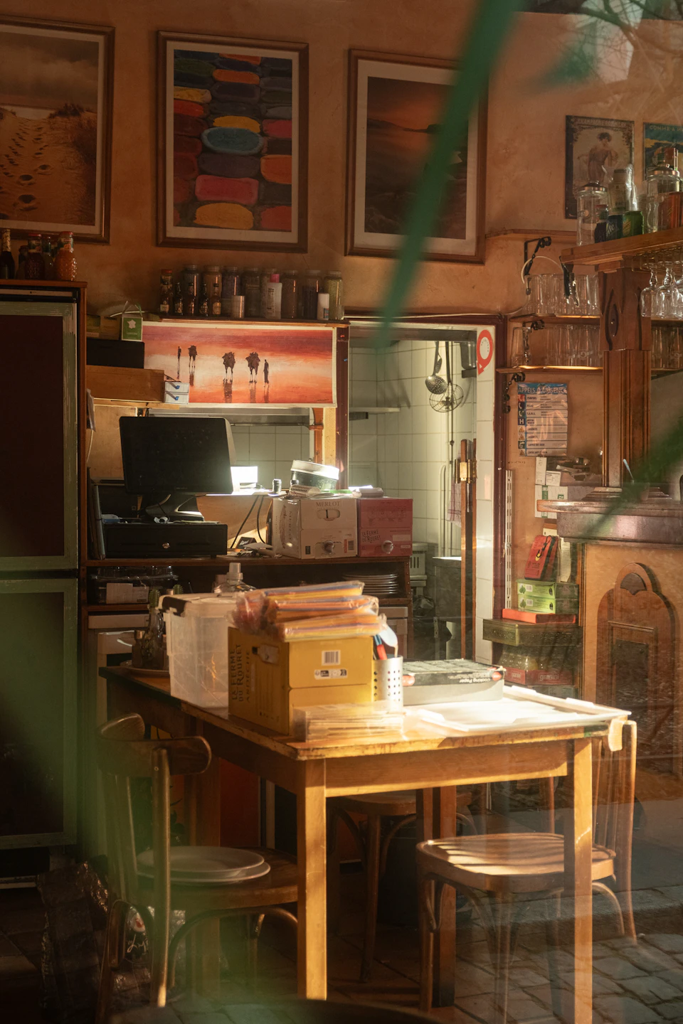 Cozy dining room with warm evening light