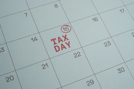 Tax day marked on a calendar