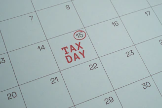 Tax day marked on a calendar