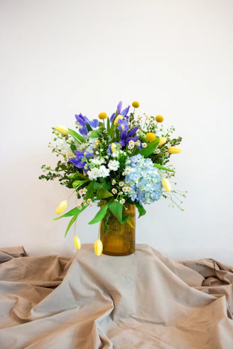 A bouquet of colorful flowers in a vase