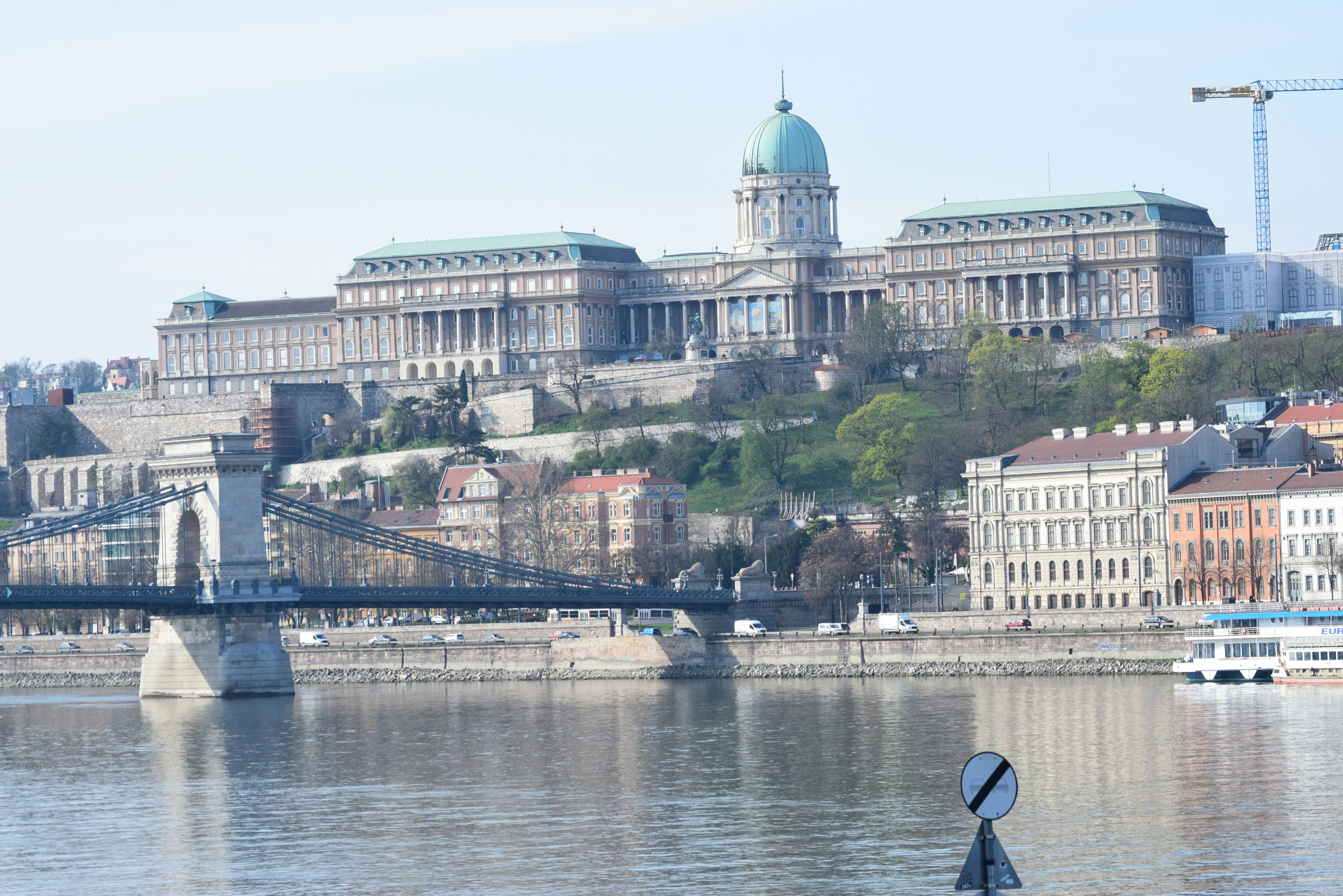 Buda castle and chain bridge over danube river