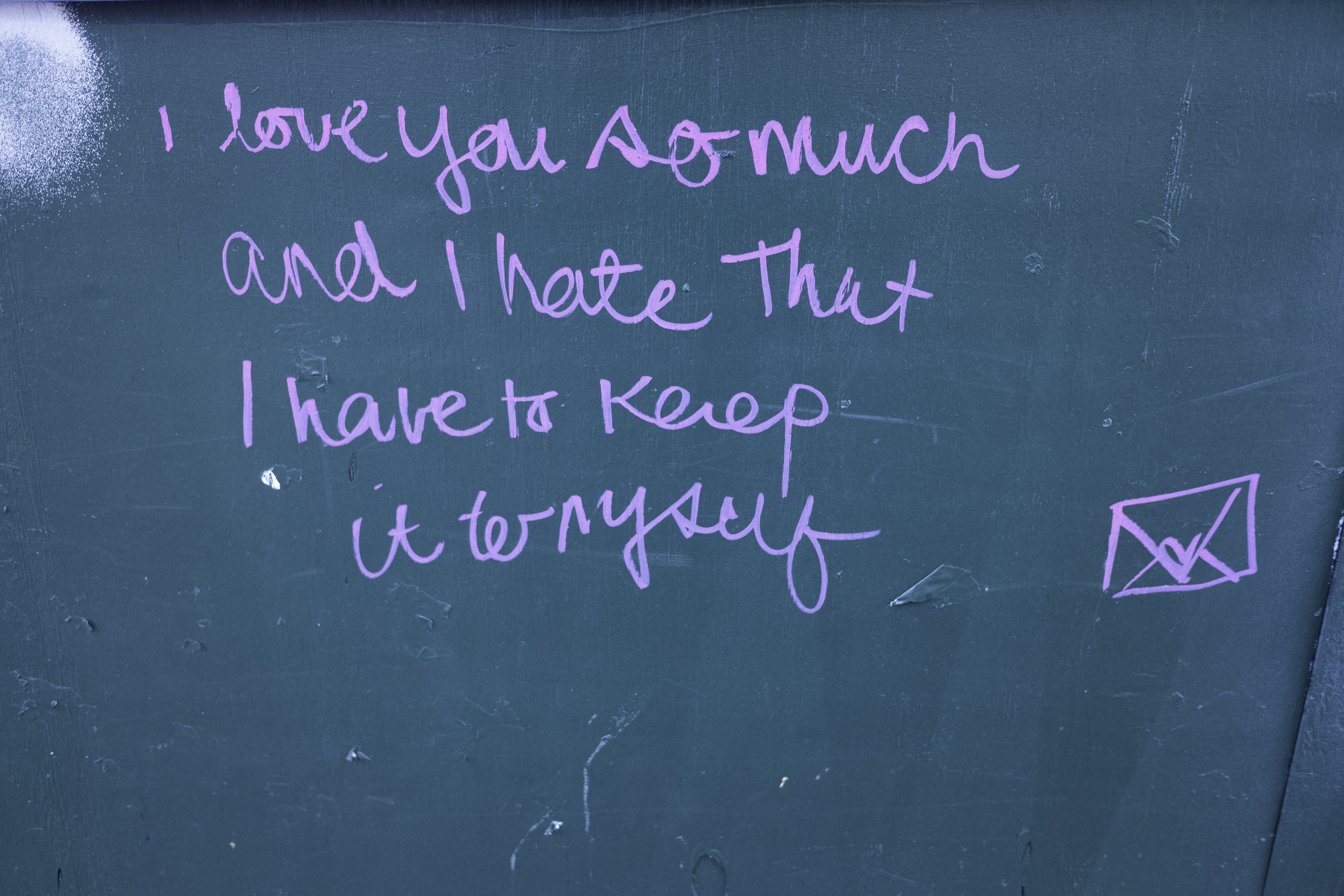 Graffiti message about love and keeping it to yourself.