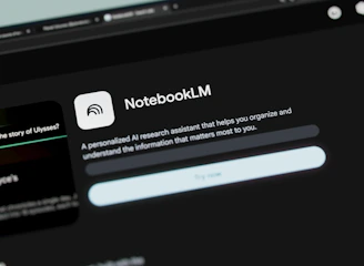 Notebooklm ai research assistant interface on a dark screen