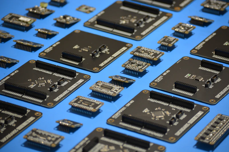 Cartes électroniques alignées prêtes pour contrôle
