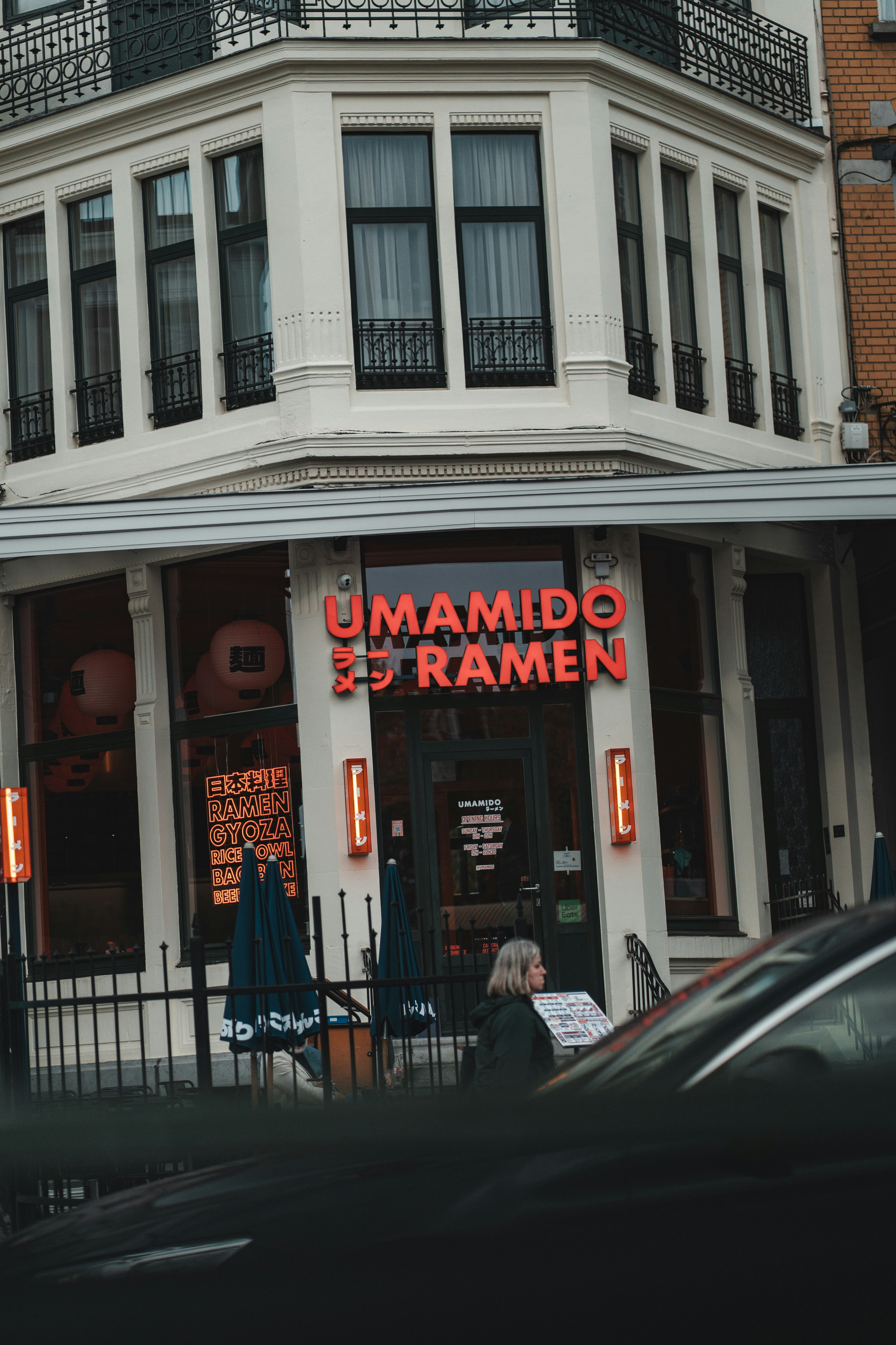 Umamido ramen restaurant exterior with people
