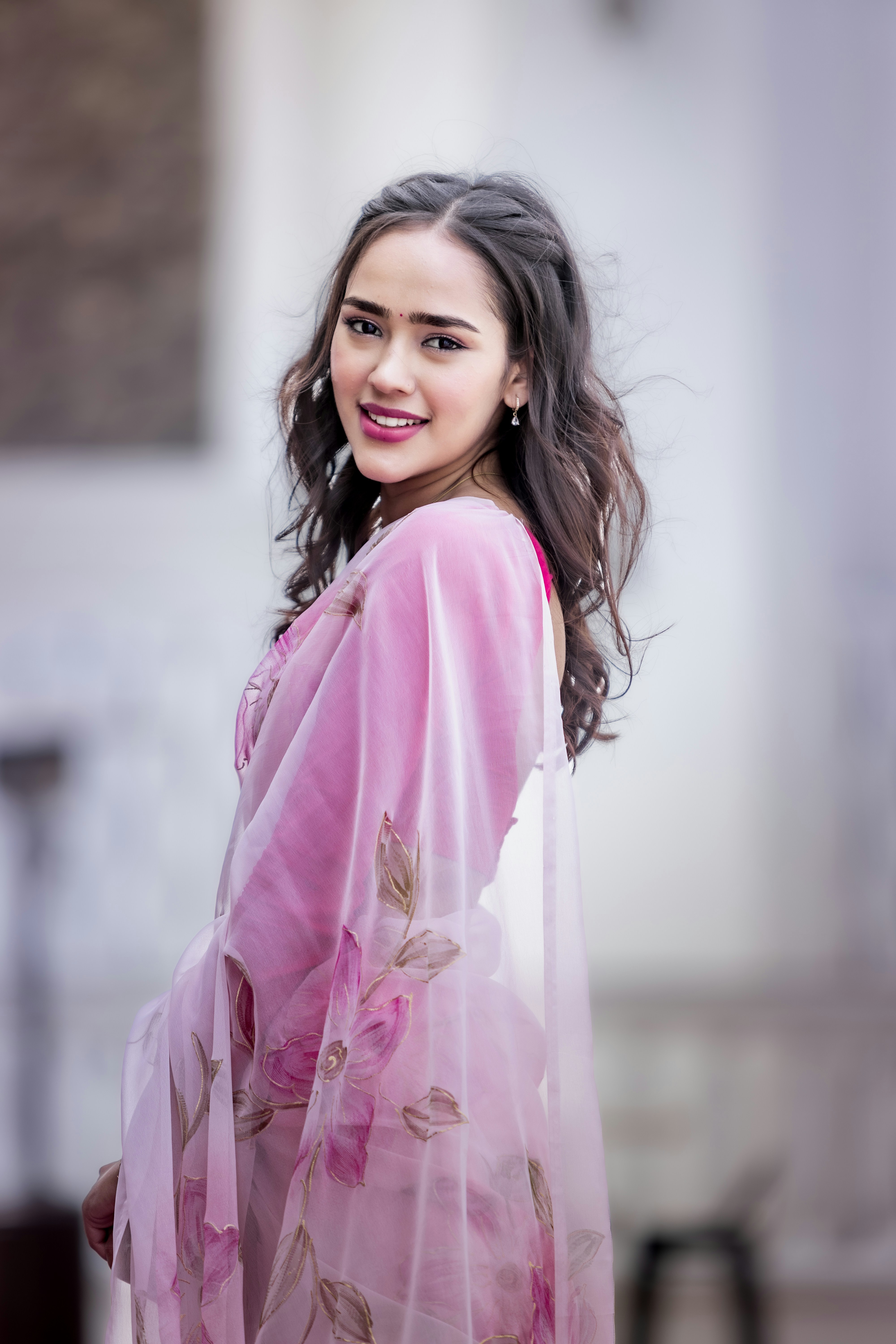 Blush Pink Chiffon Saree