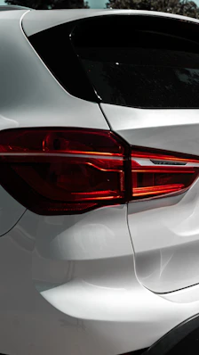 Close-up of a white car's taillight