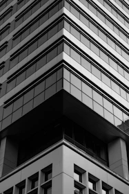 Modern skyscraper corner with geometric patterns