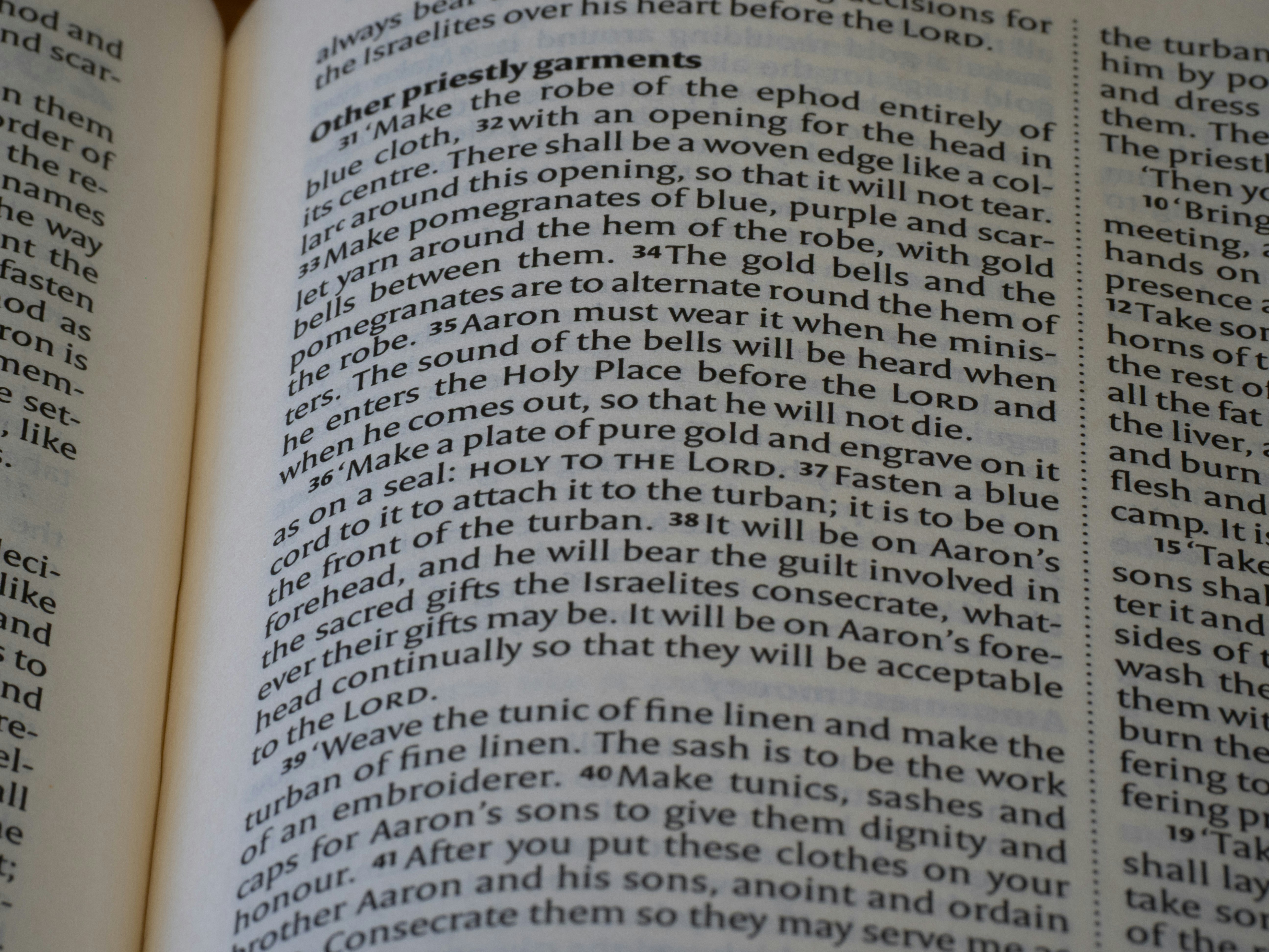 Close-up of text in a book with small print.