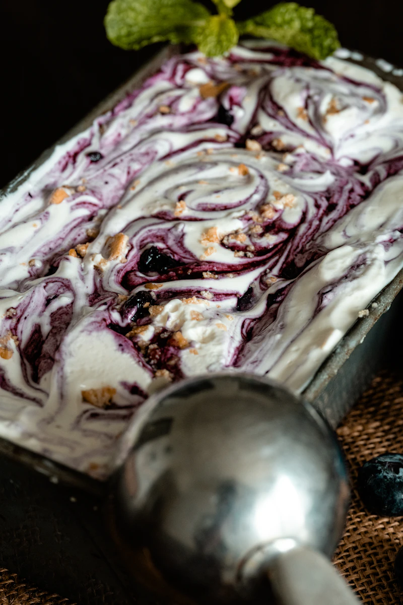 No-Churn Ube Cheesecake Ripple Ice Cream