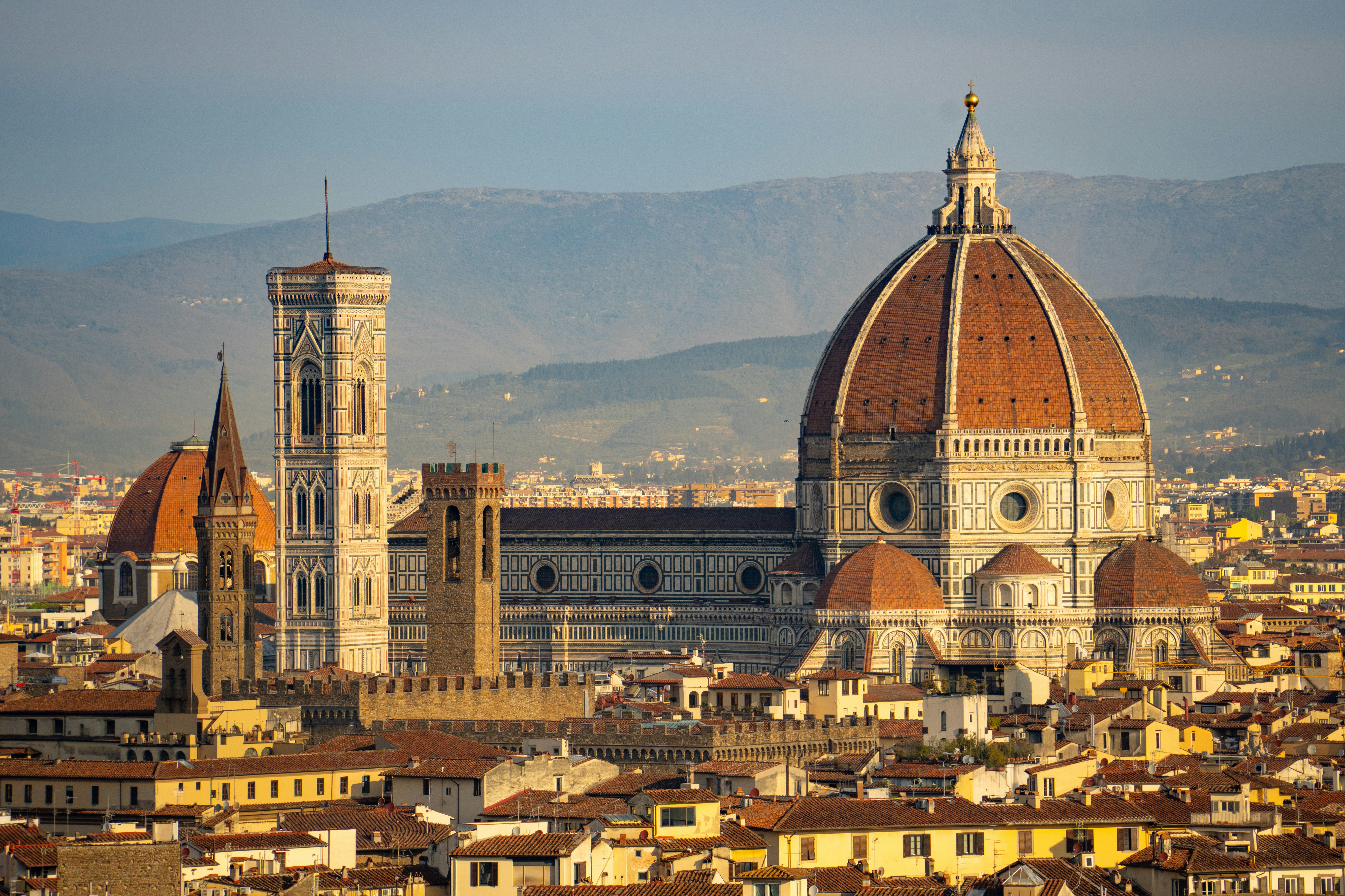 Florence cathedral dome and giotto's campanile in italy.