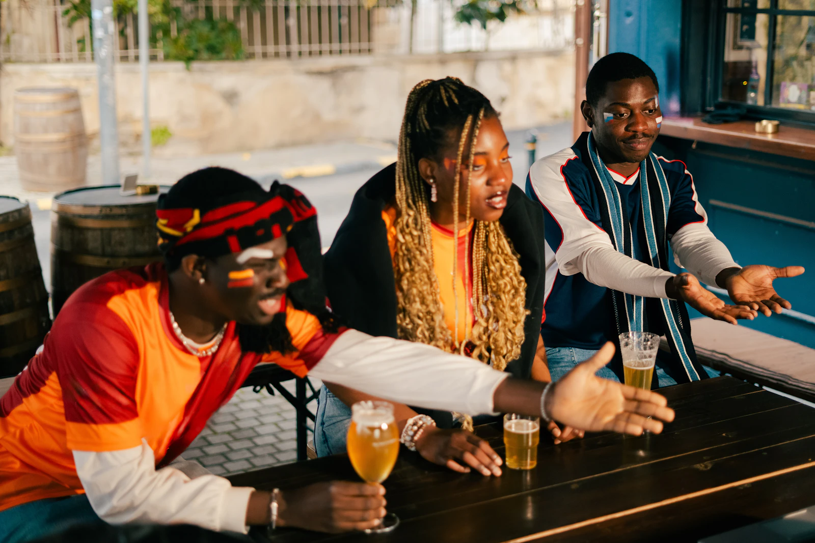 Friends enjoying a themed social night at a bar