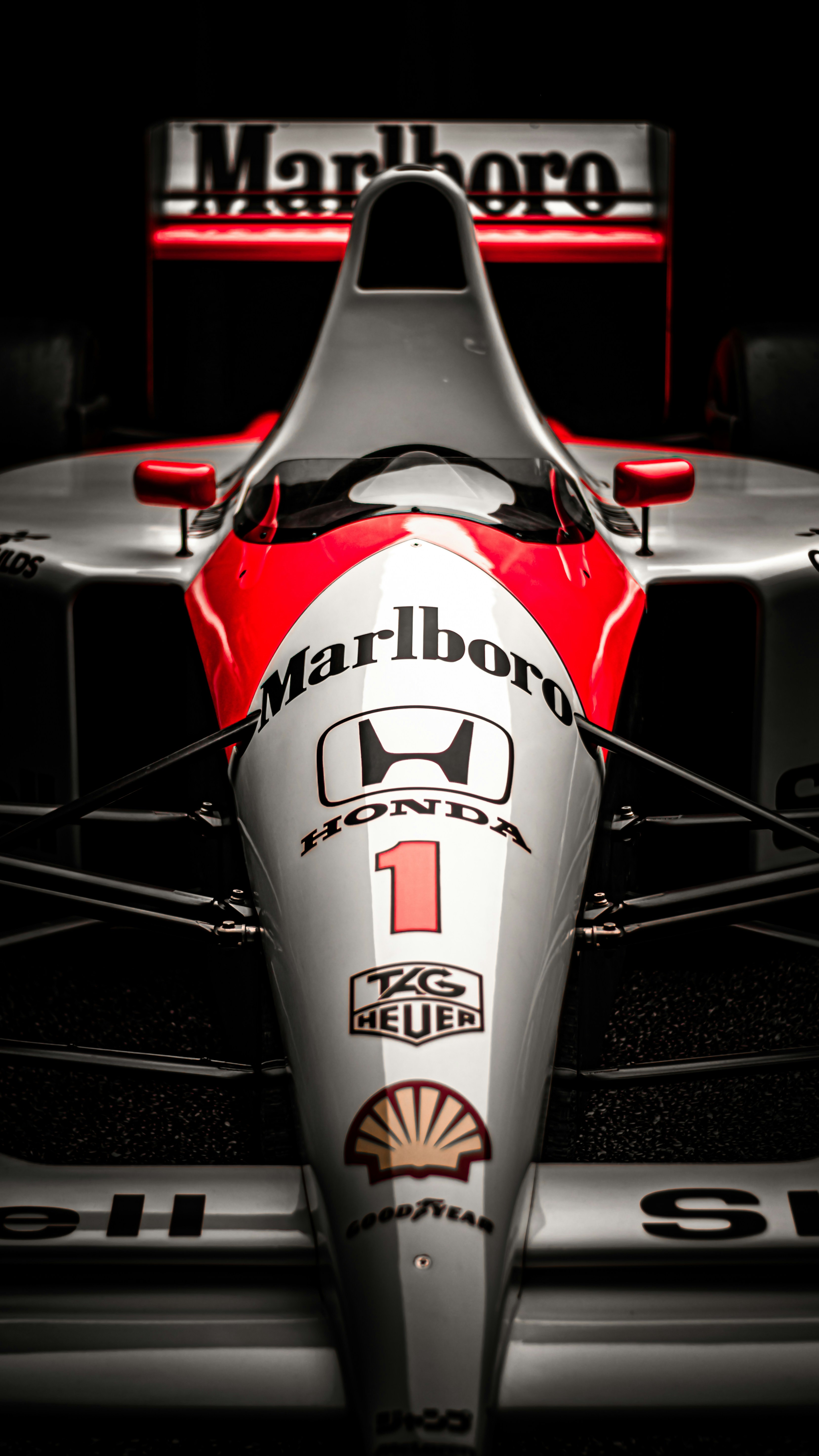 Front view of a vintage formula 1 race car