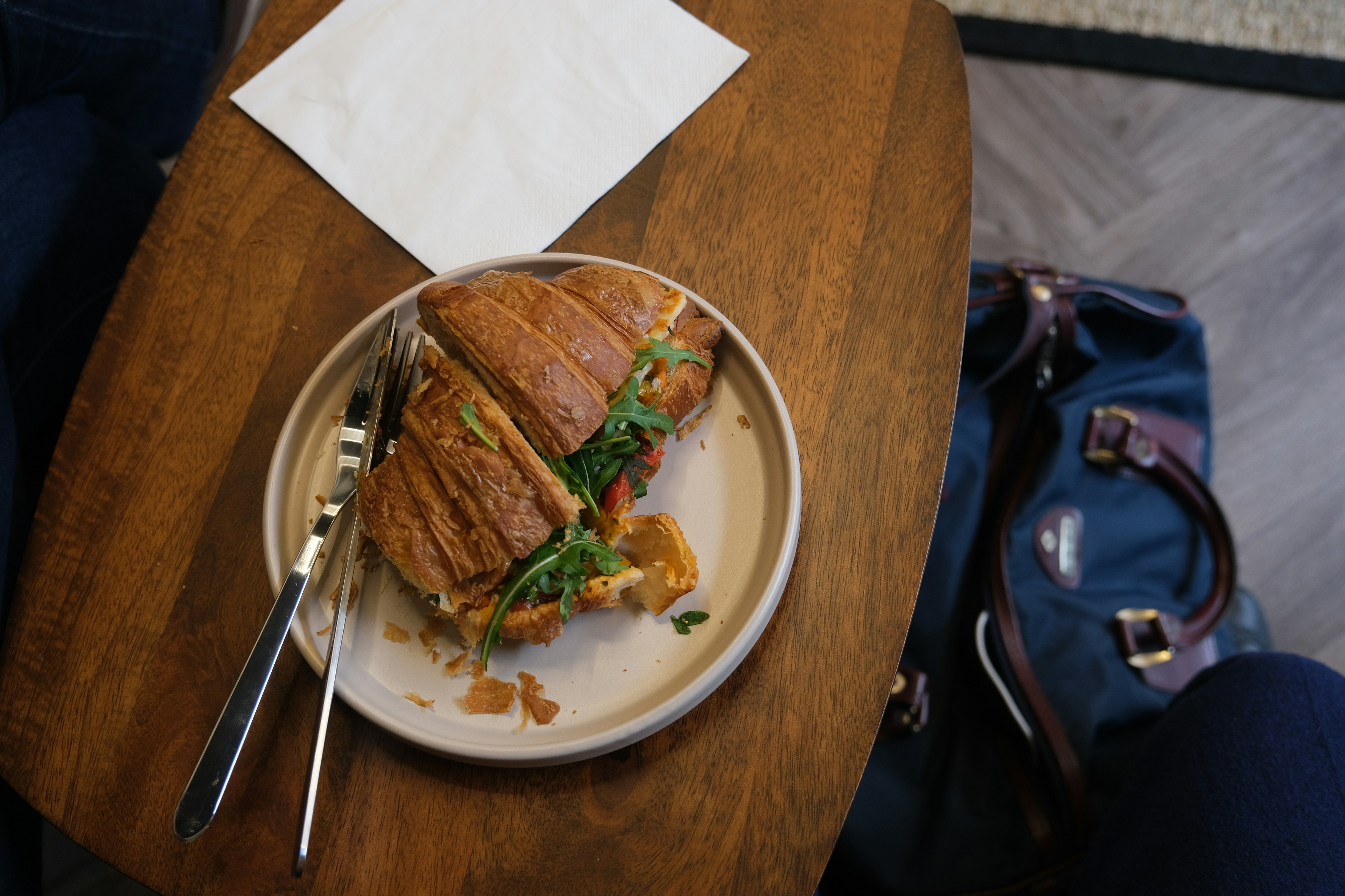 A breakfast sandwich on a plate