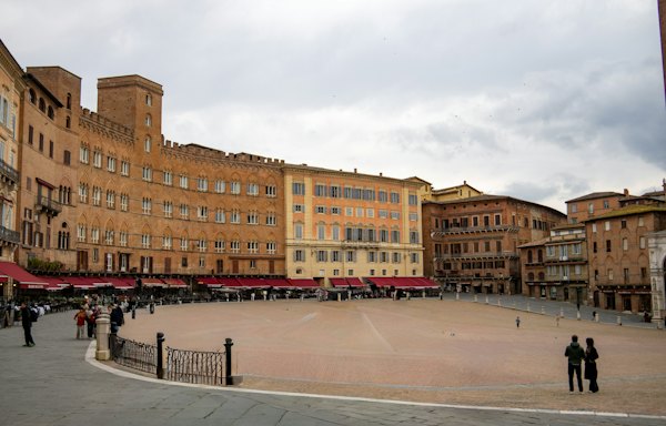 Piazza del campo in siena, italy with historic buildings