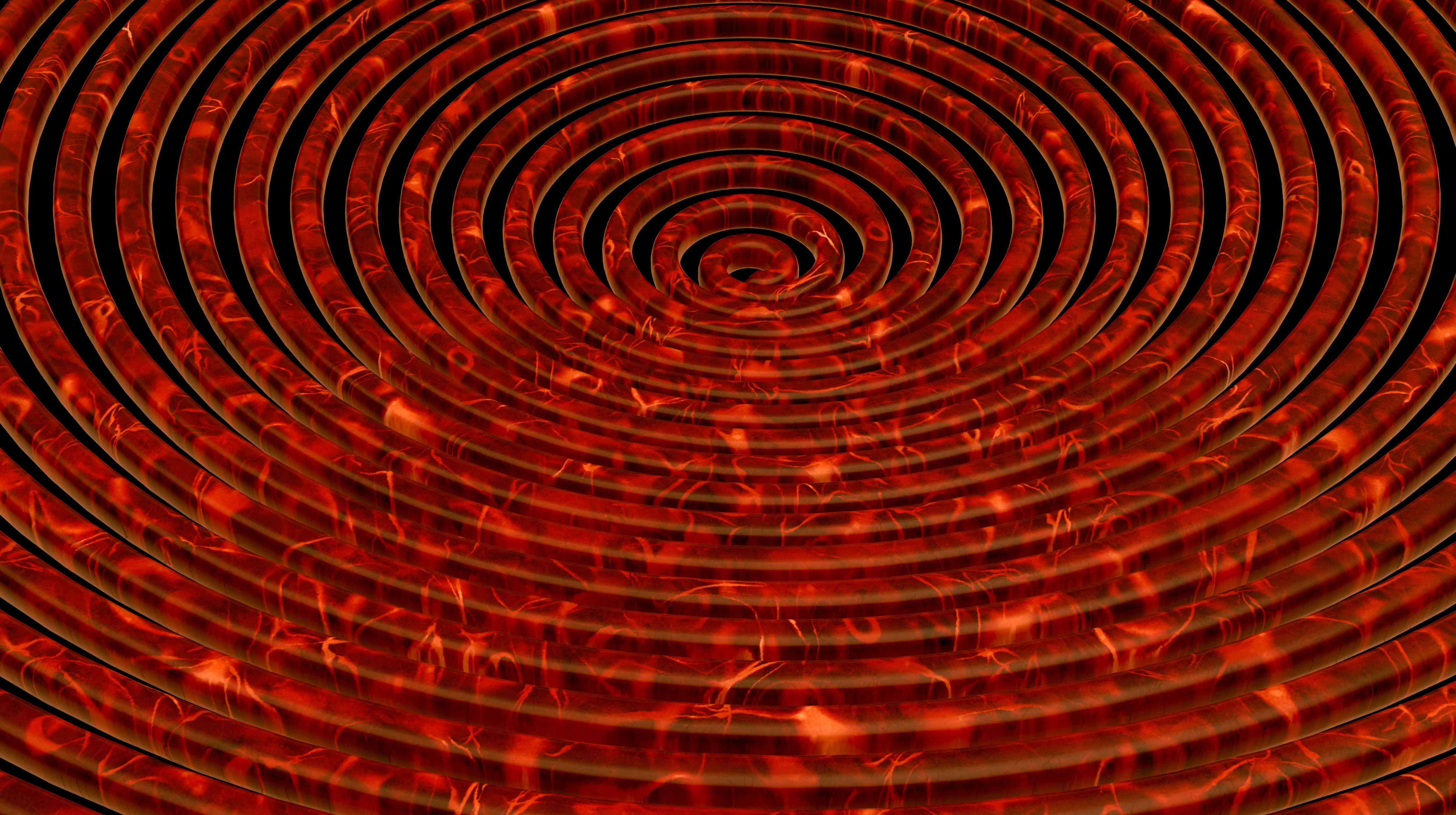 Una spirale rossa con braci ardenti