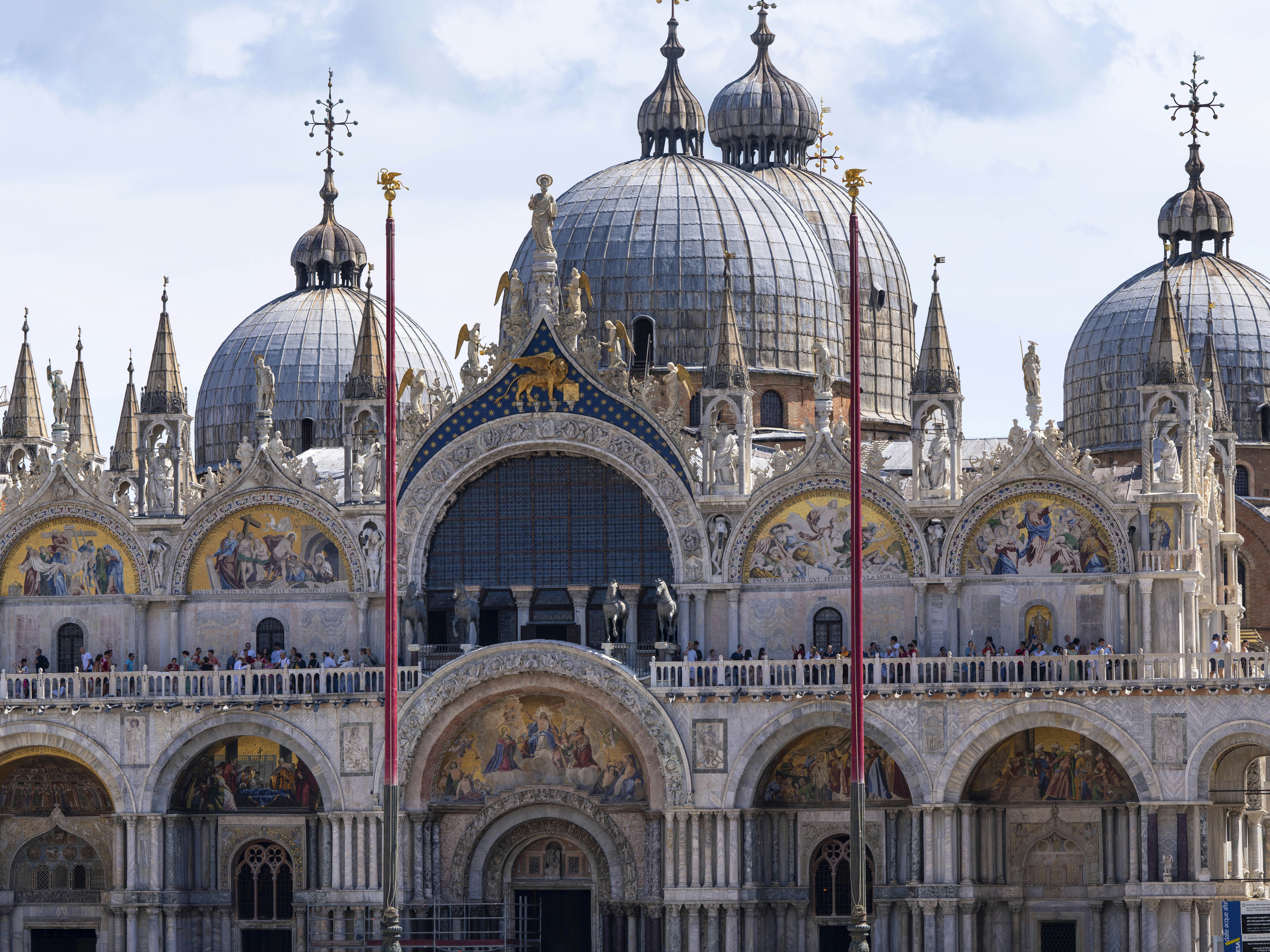 Ornate facade of st mark's basilica in venice, italy.
